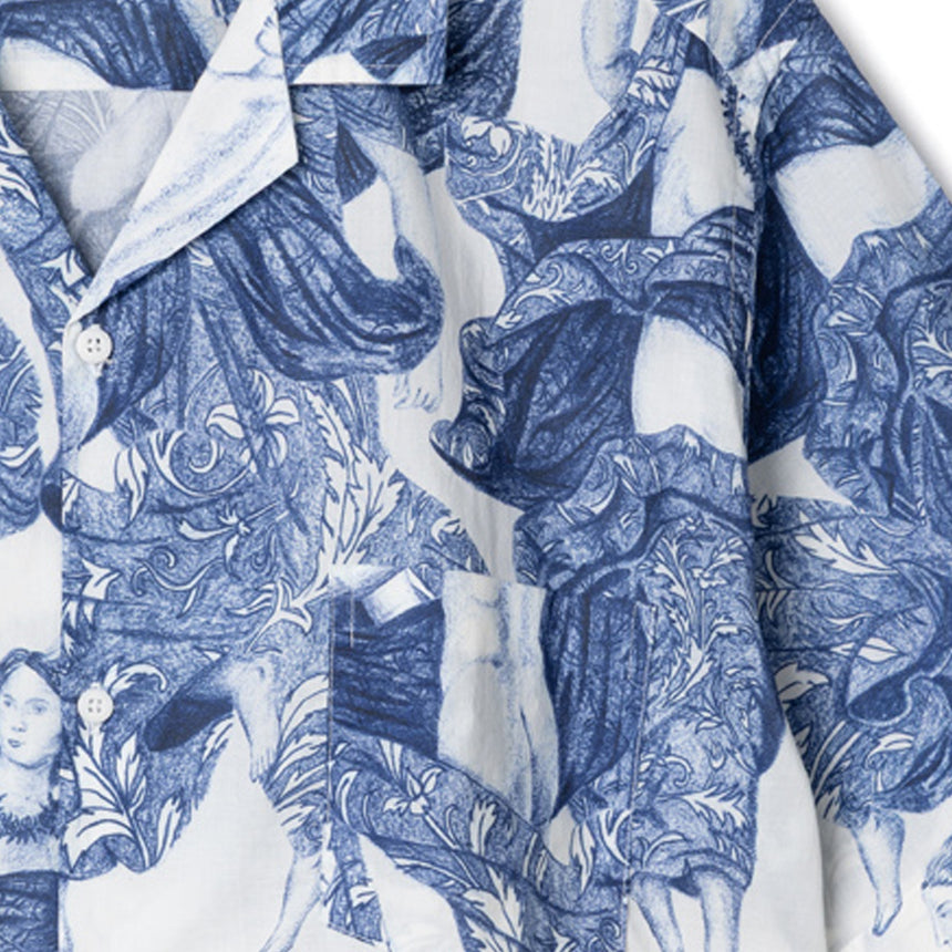 Men’s Cuban Long Pyjama Set Flora Blue