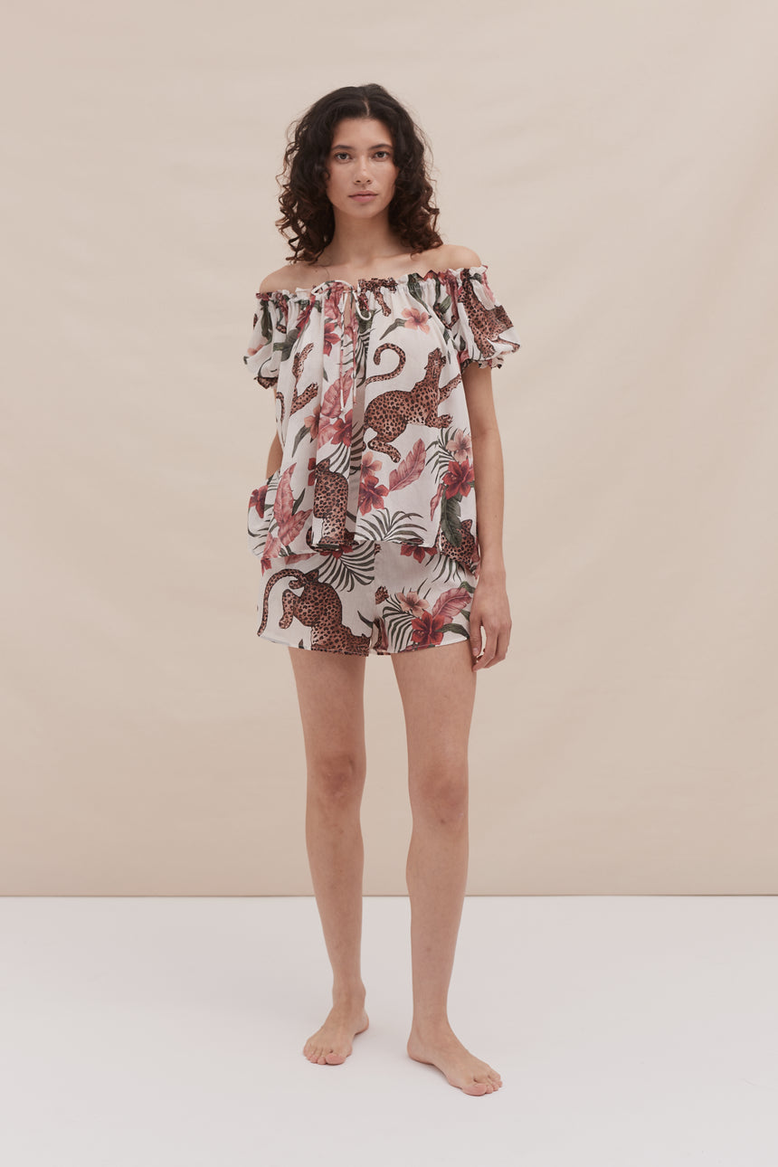 Light &amp; Easy Short Set Soleia Leopard Print Cream