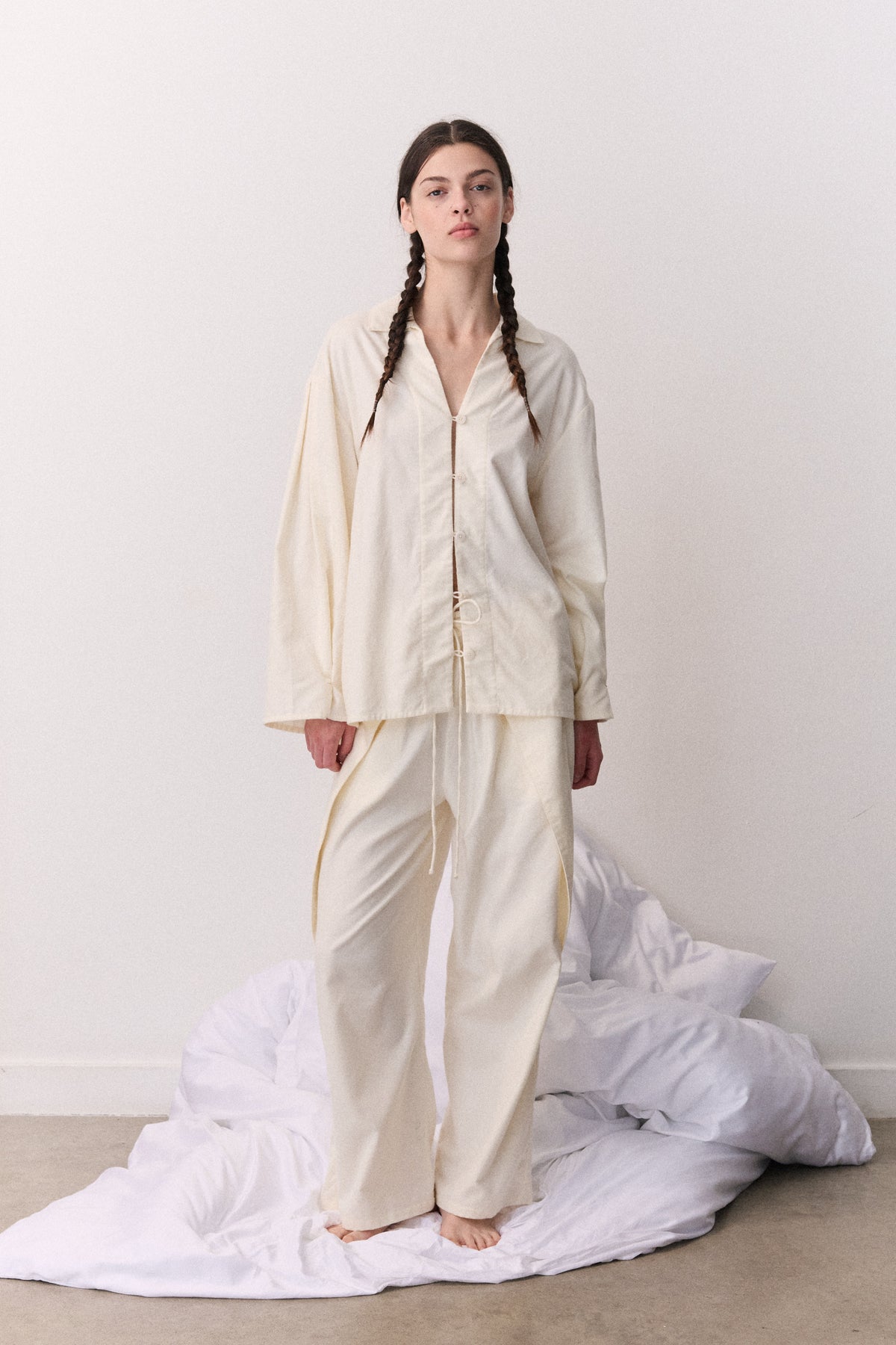 Oversized Long Set Brushed Cotton Cream