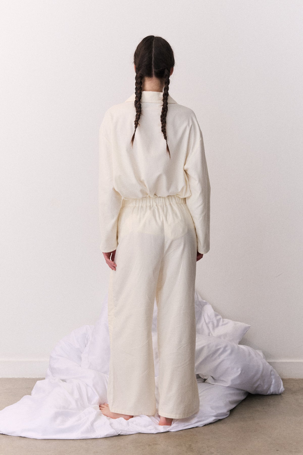 Oversized Long Set Brushed Cotton Cream