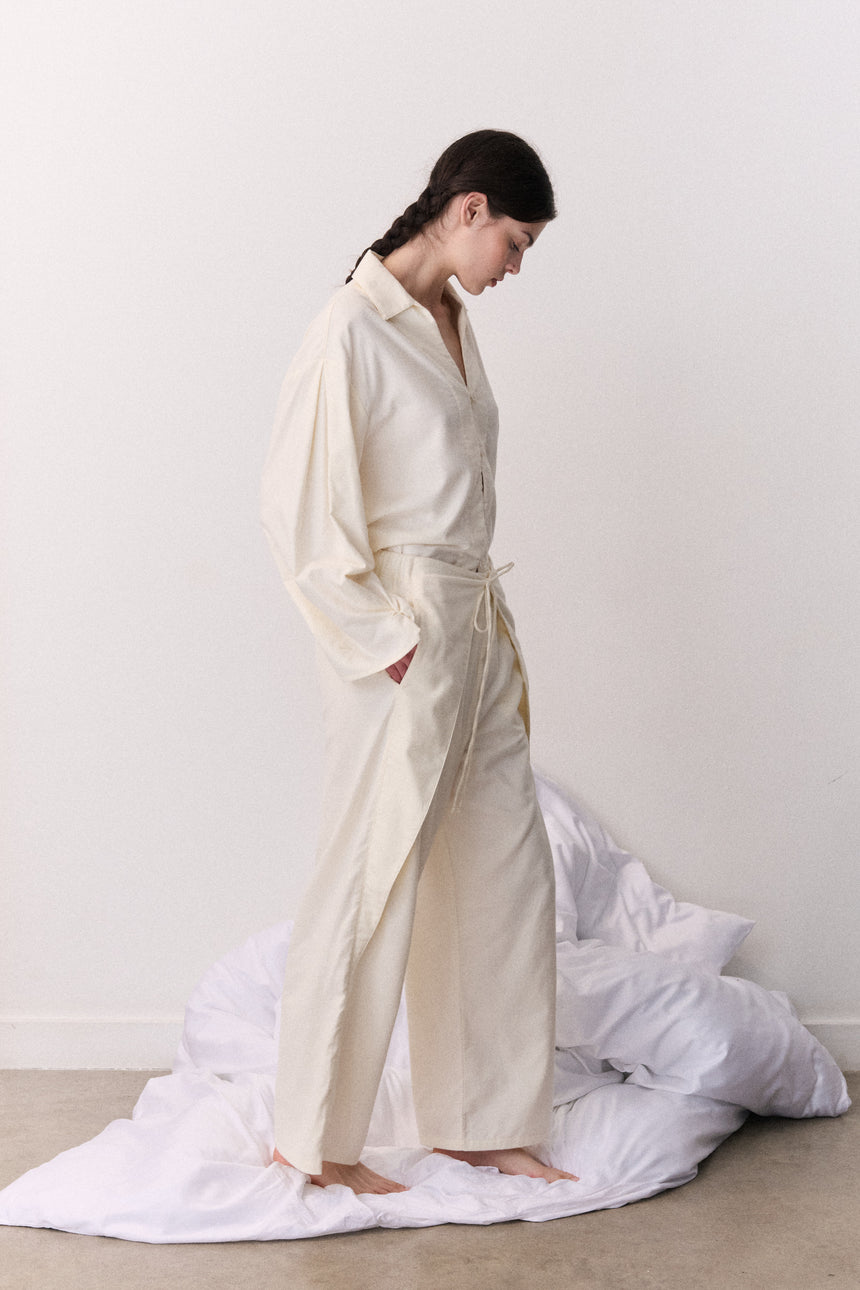 Oversized Long Set Brushed Cotton Cream