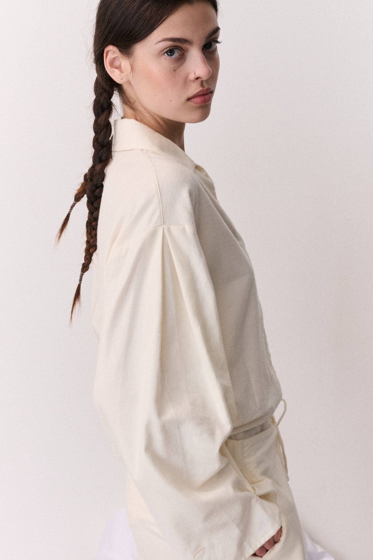 Oversized Long Set Brushed Cotton Cream