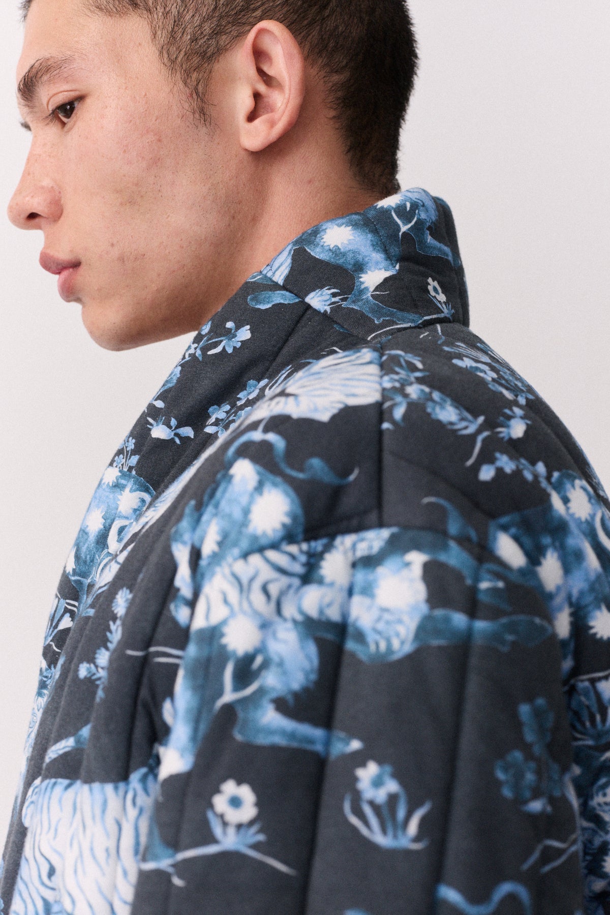 Unisex Reversible Jersey Robe Thunderheart Navy/Cream
