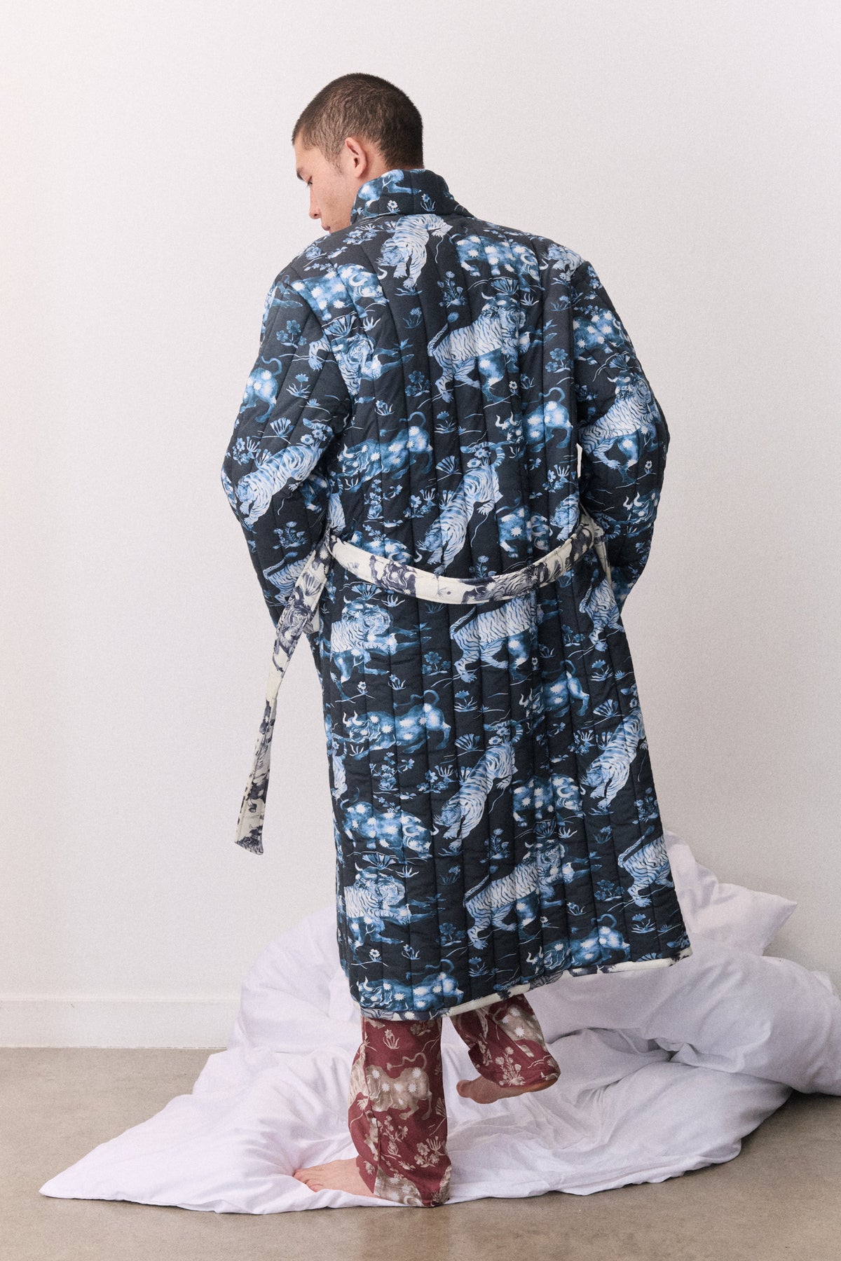 Unisex Reversible Jersey Robe Thunderheart Navy/Cream