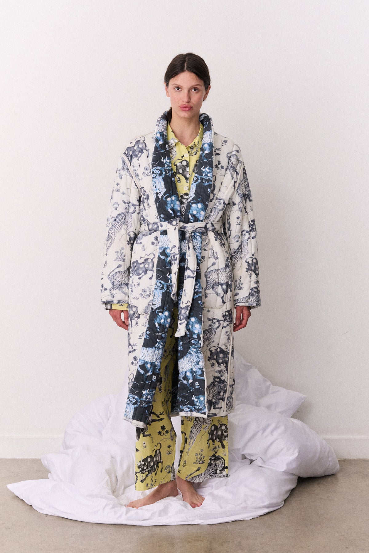 Reversible Jersey Robe Thunderheart Navy/Cream