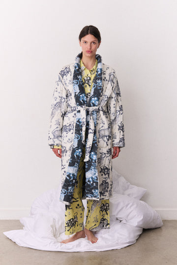 Reversible Jersey Robe Thunderheart Navy/Cream