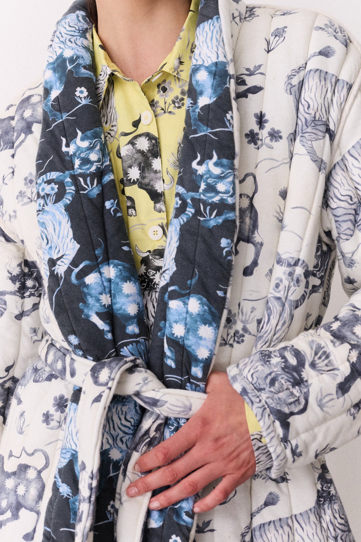 Reversible Jersey Robe Thunderheart Navy/Cream