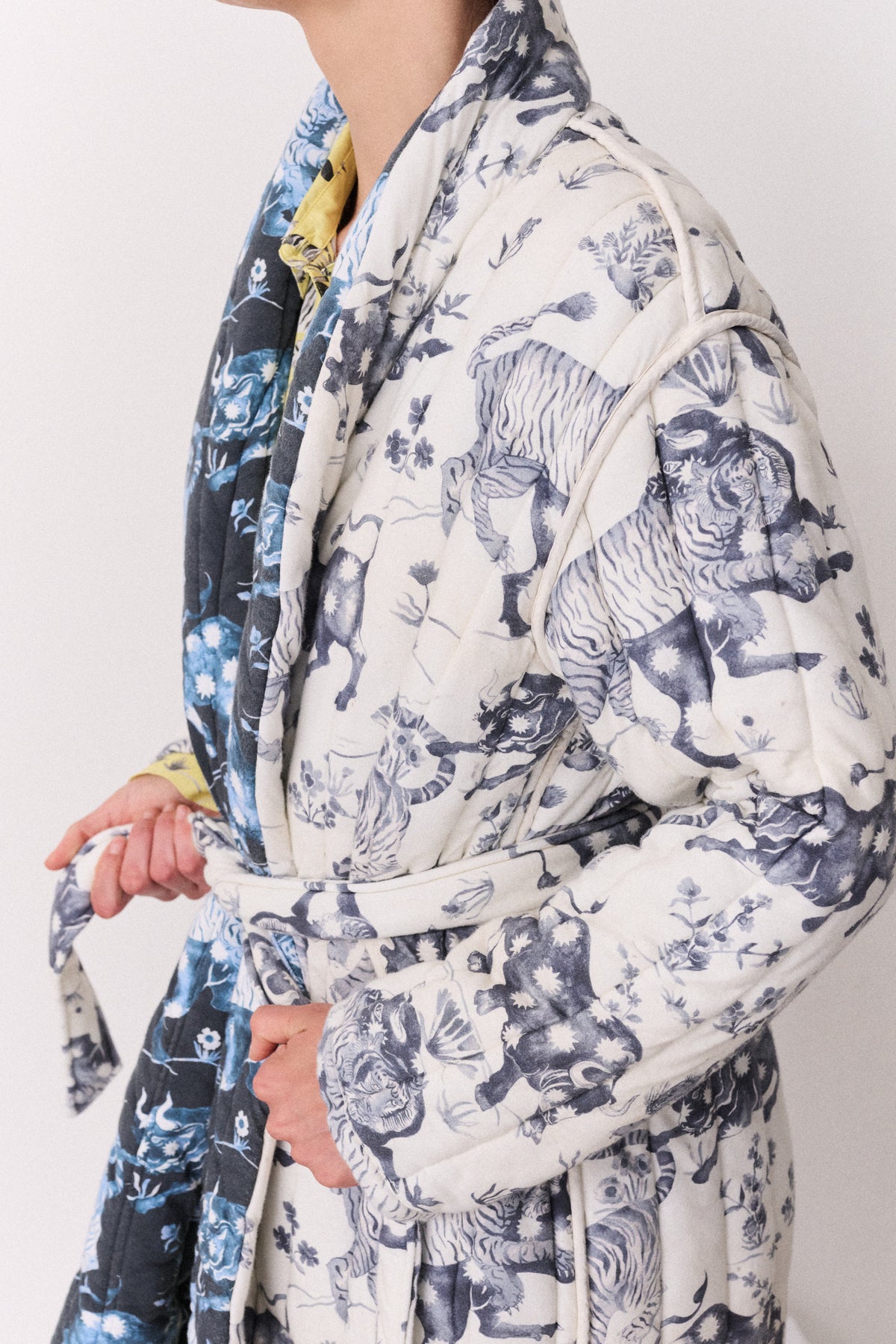 Reversible Jersey Robe Thunderheart Navy/Cream