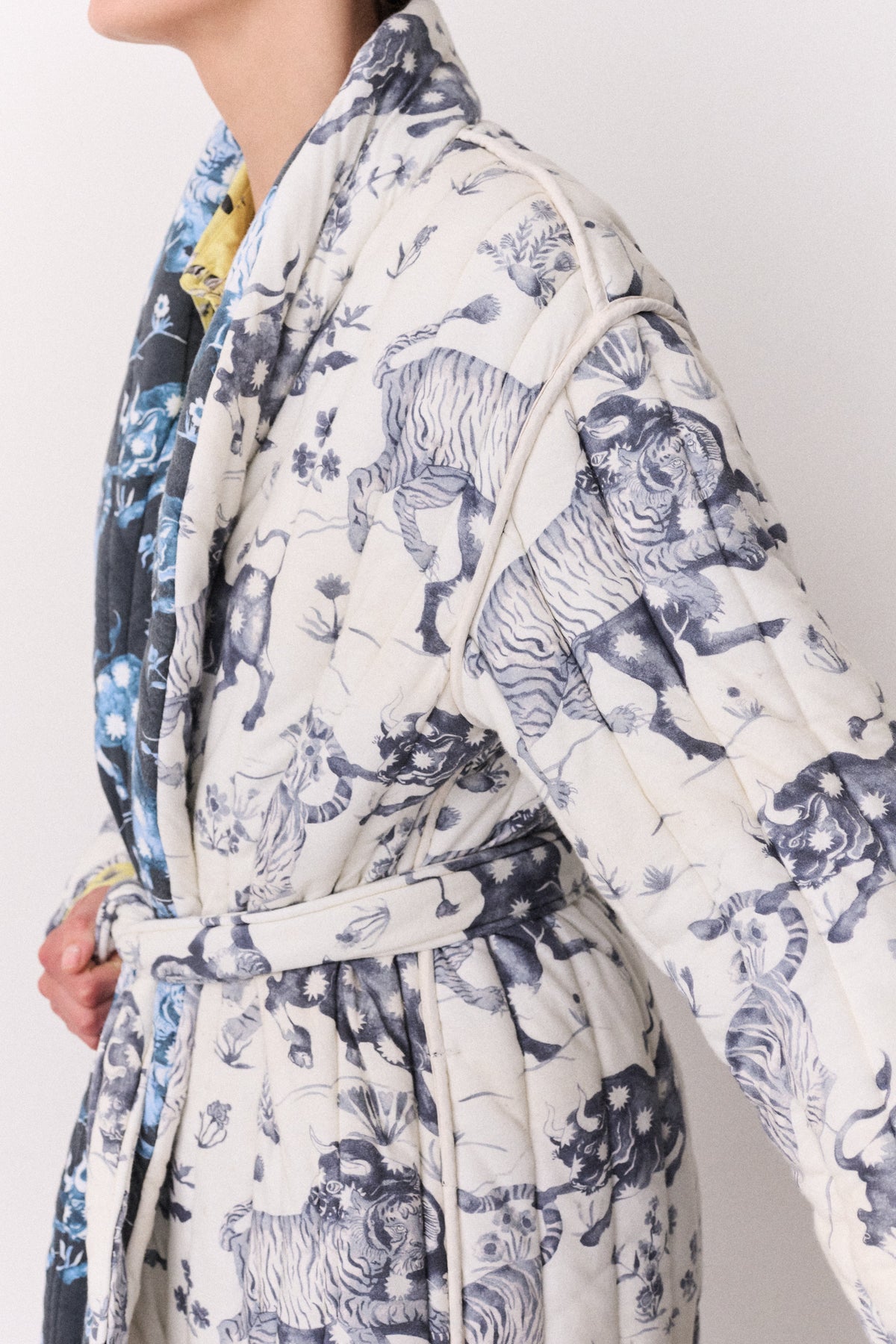 Reversible Jersey Robe Thunderheart Navy/Cream