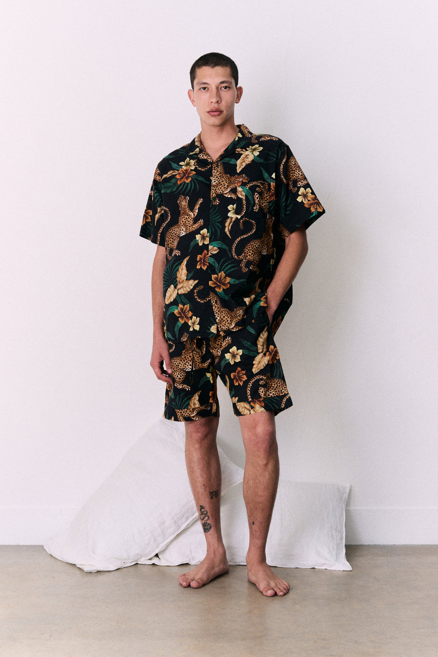Men’s Pyjama Shorts Soleia Print Black/Yellow