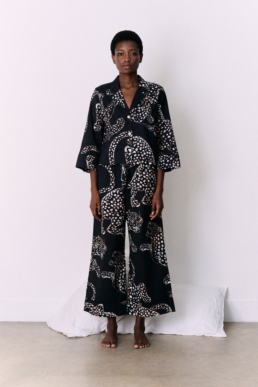 Wide Leg Pyjama Trousers The Jag Print Navy
