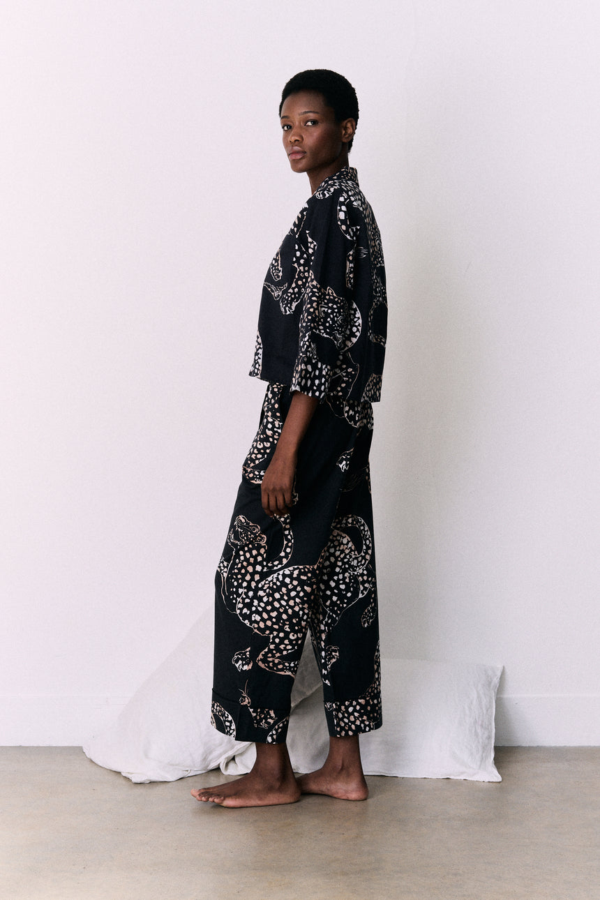 Wide Leg Pyjama Trousers The Jag Print Navy