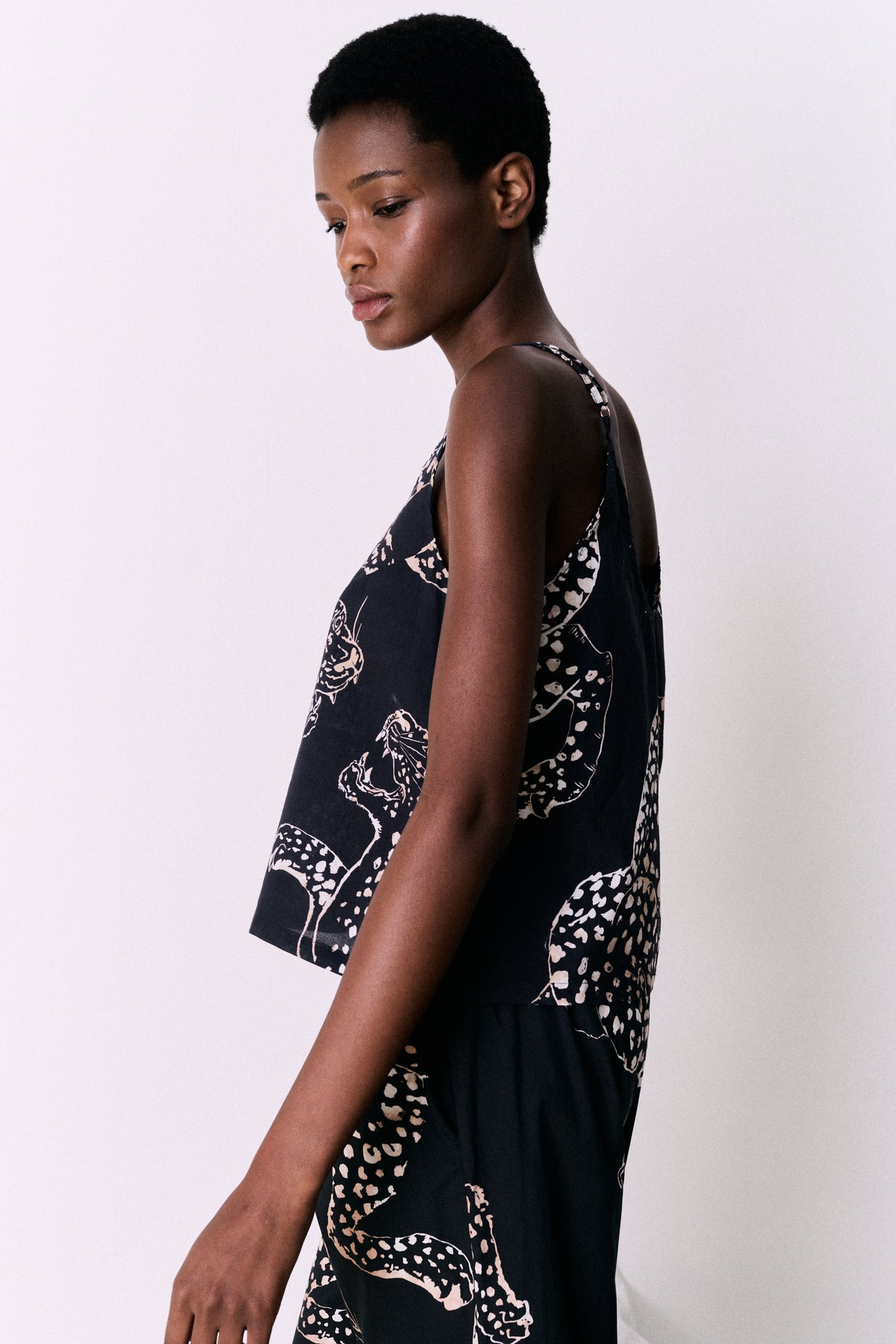 Cami Top and Wide Leg Trouser Set The Jag Print Navy