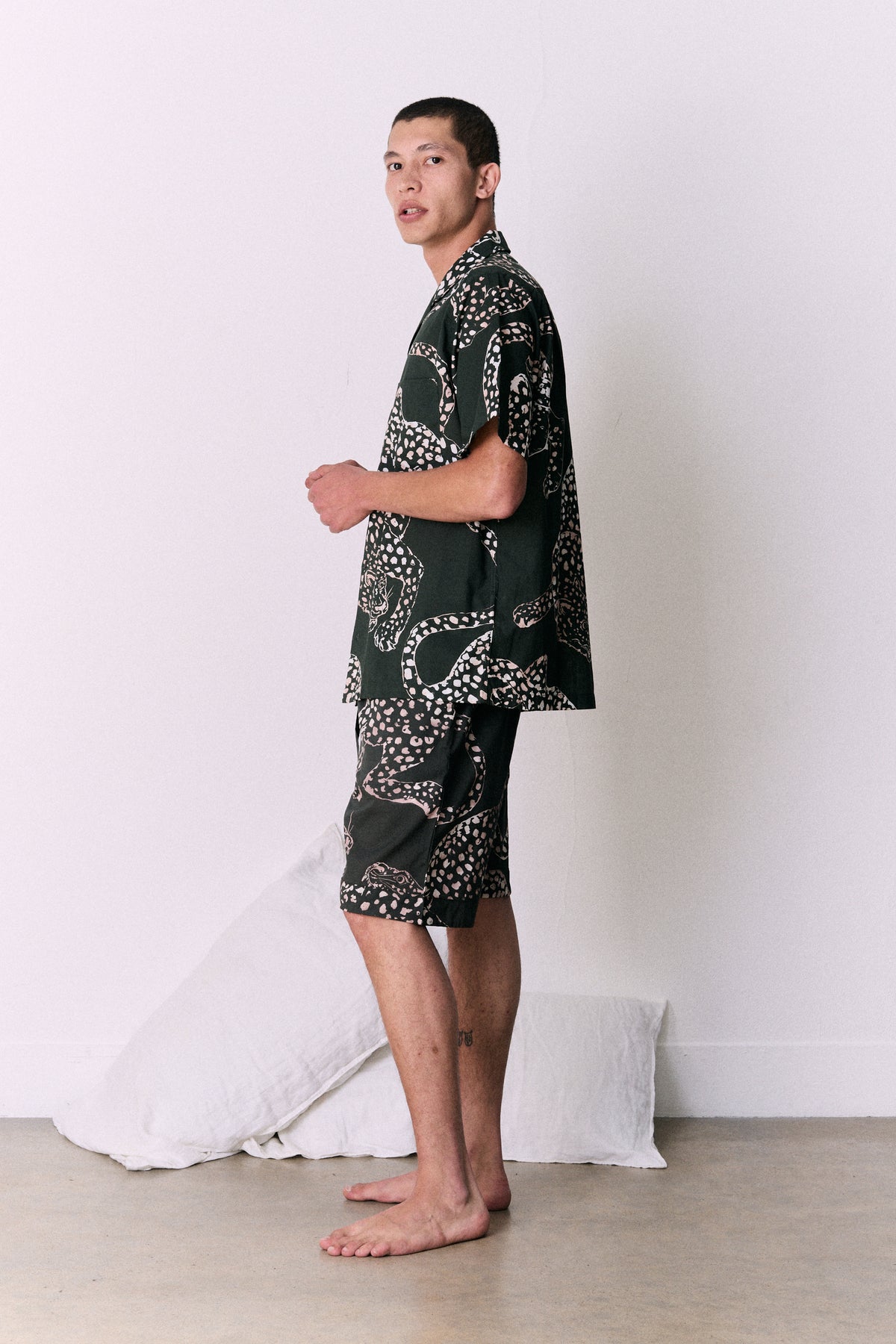 Men’s Cuban Pyjama Shirt The Jag Print Green
