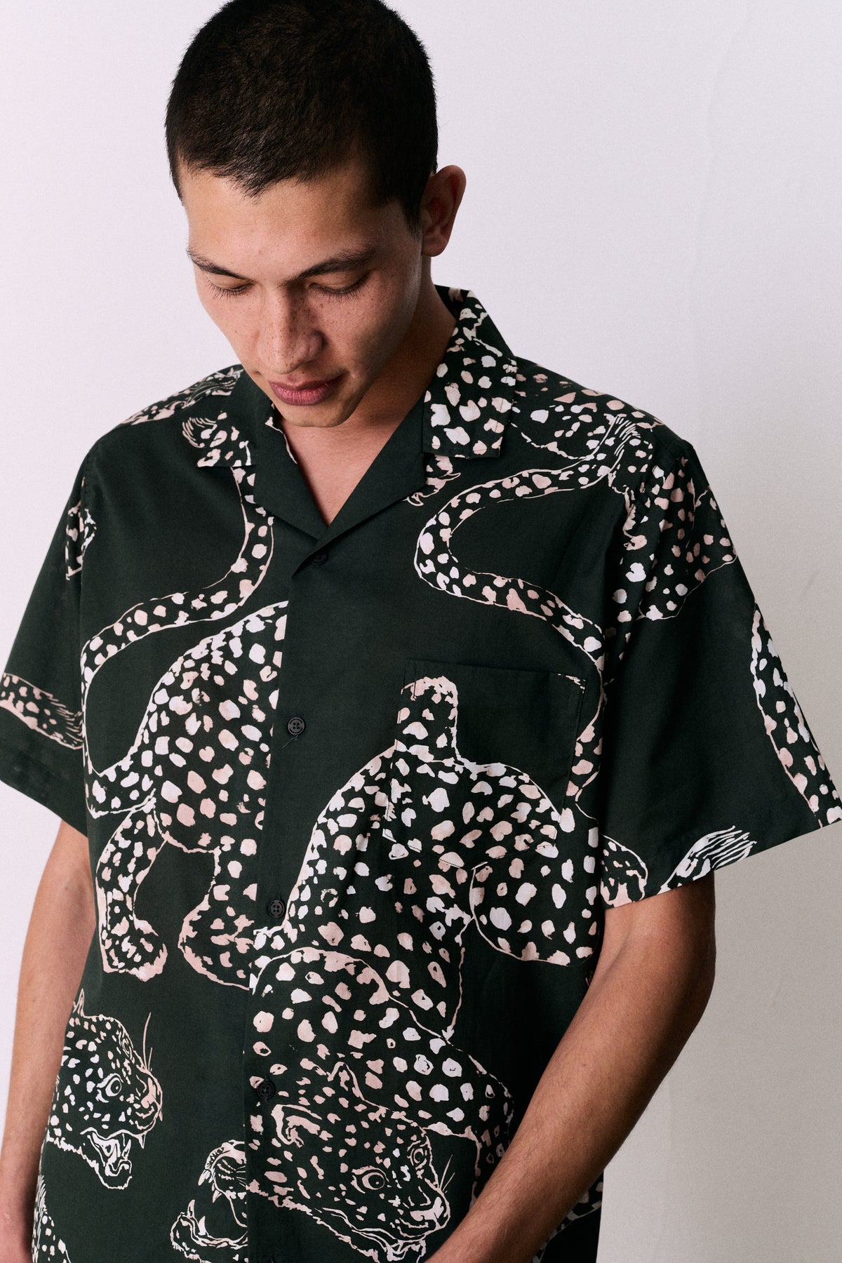 Men’s Cuban Pyjama Shirt The Jag Print Green