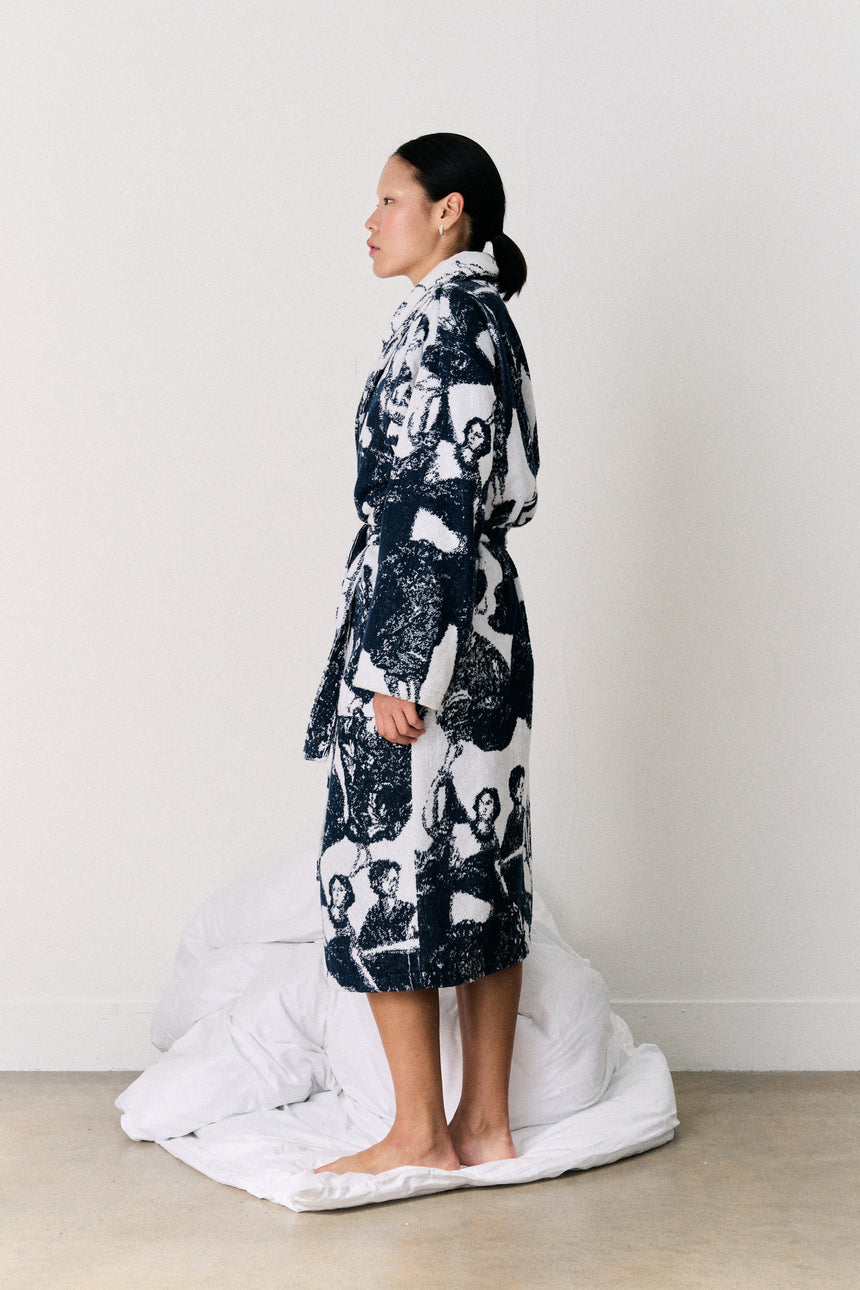 Unisex Towel Robe Flora Navy