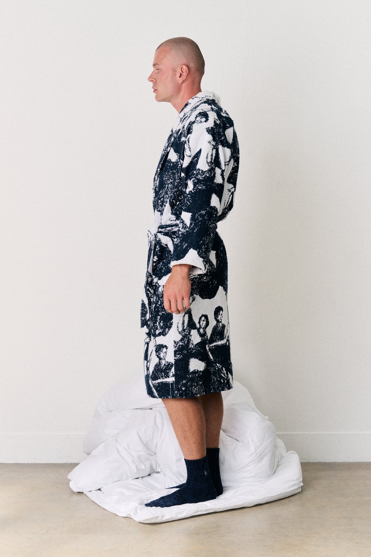 Unisex Towel Robe Flora Navy