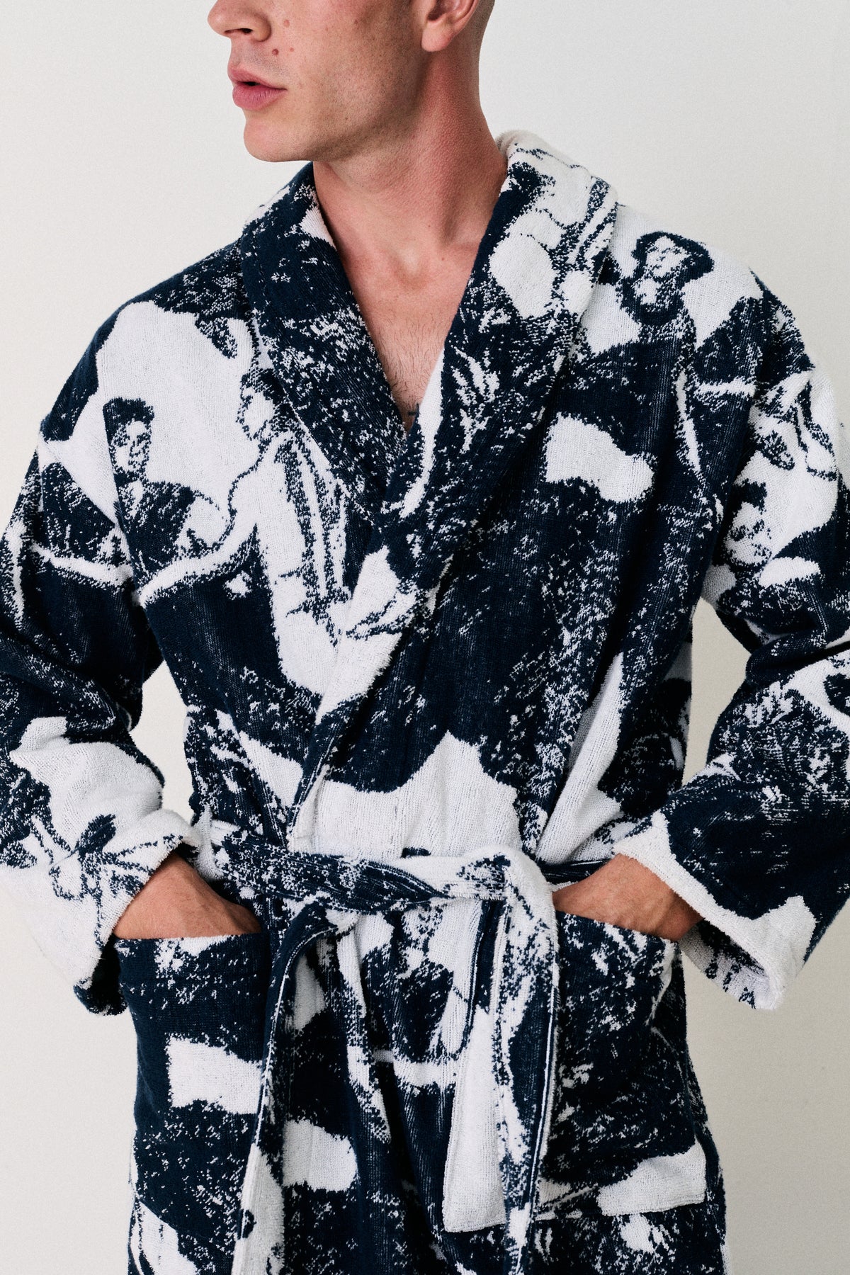 Unisex Towel Robe Flora Navy