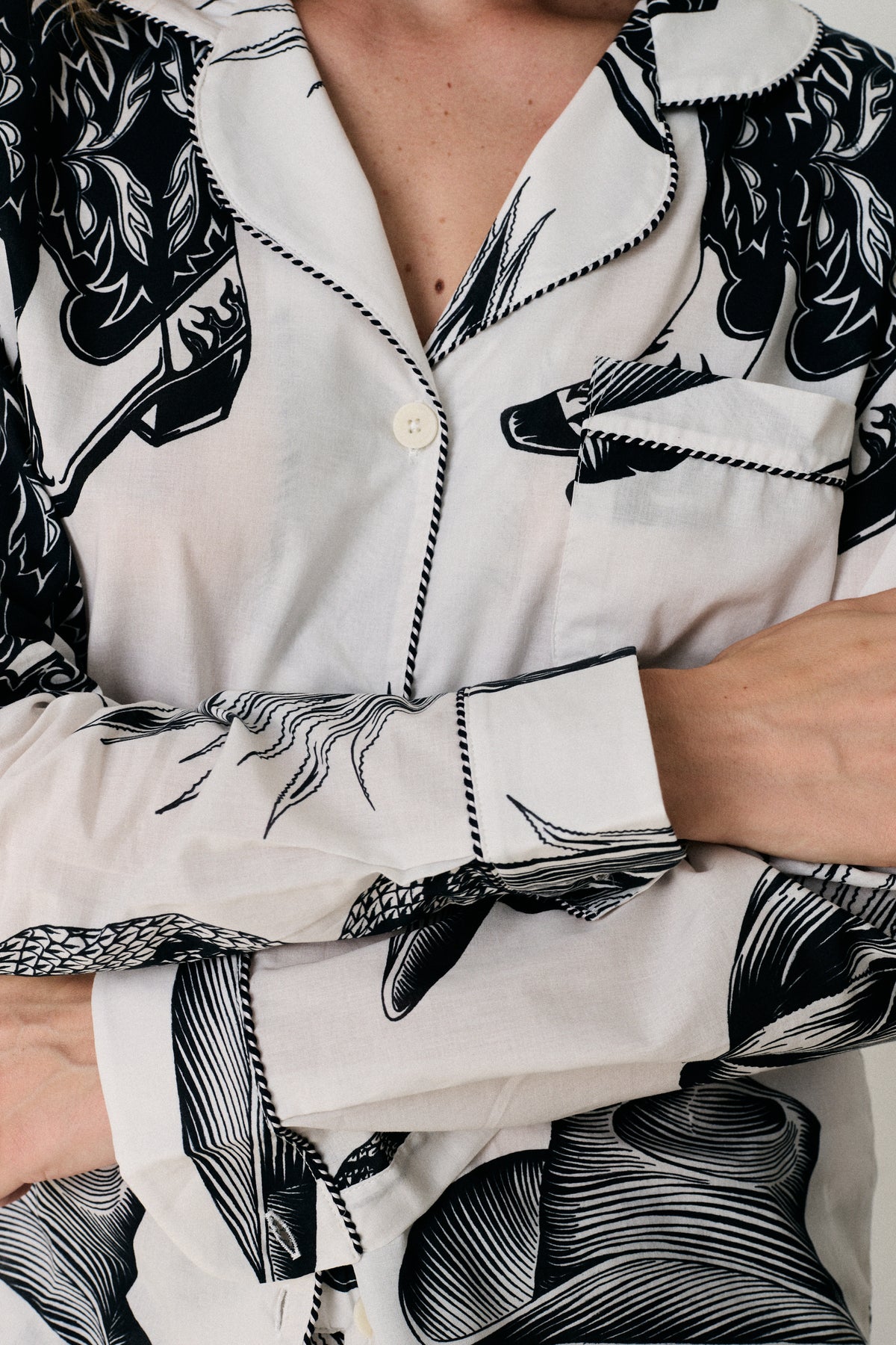 Long Pyjama Set Wild Icons Print Cream/Navy