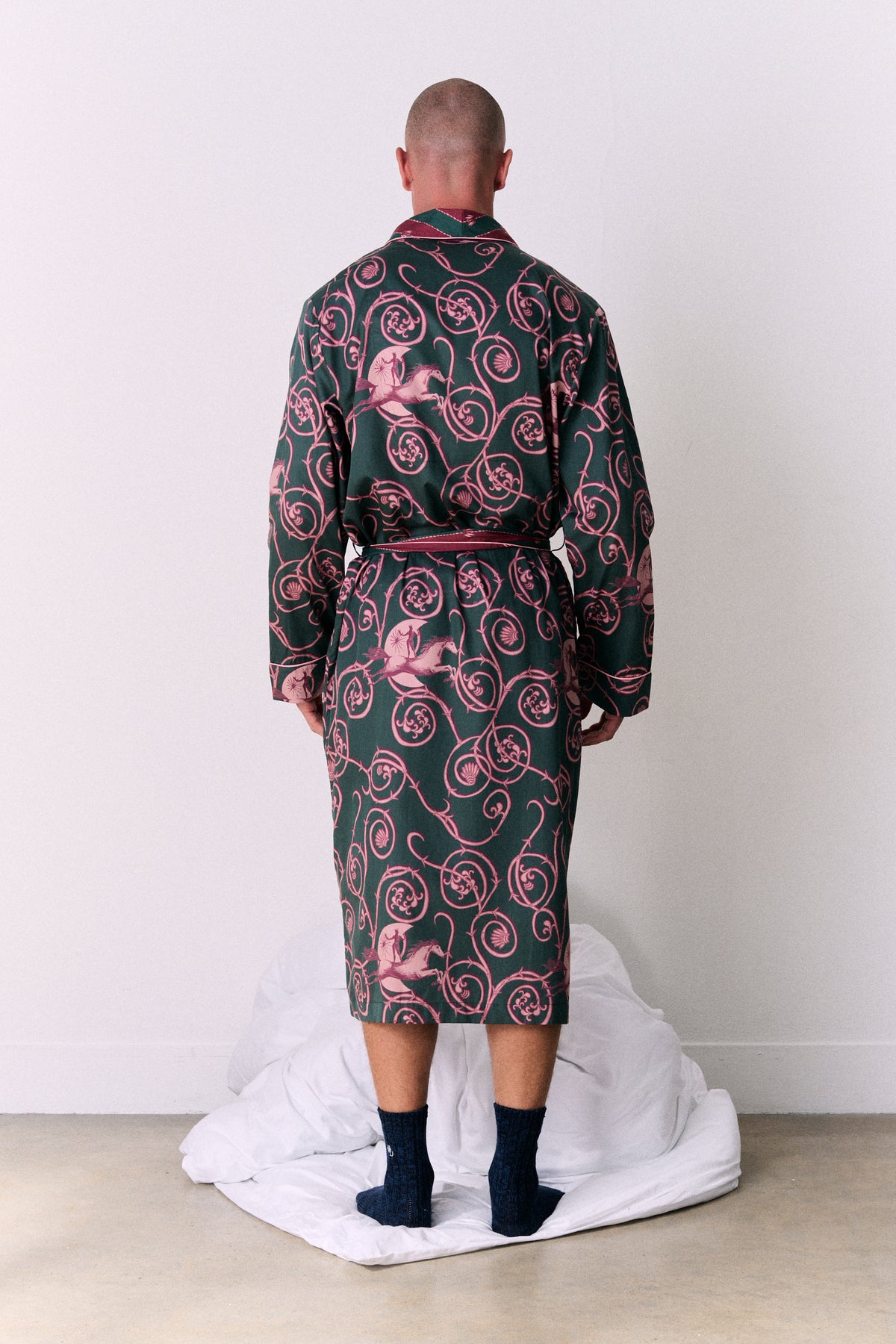 Satin Robe Tales Green/Pink/Red