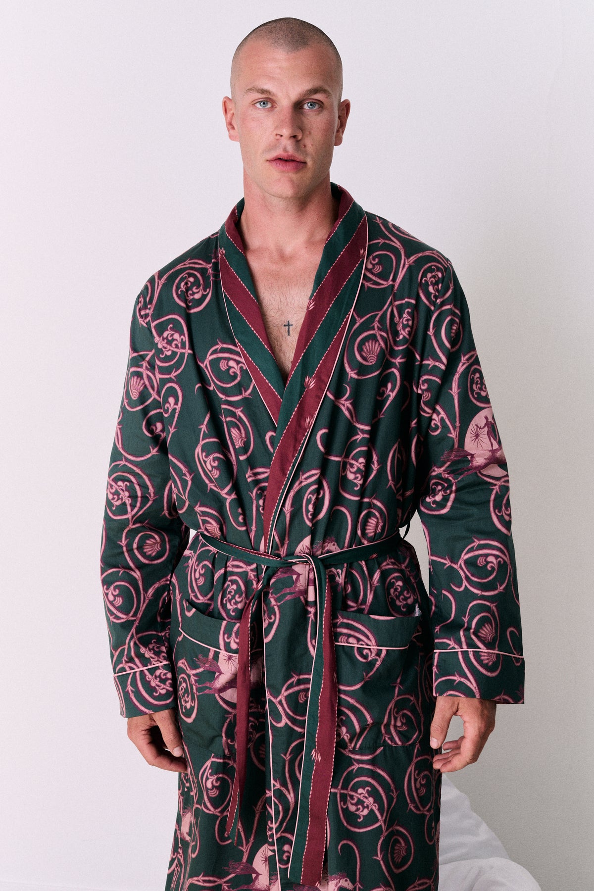 Satin Robe Tales Green/Pink/Red