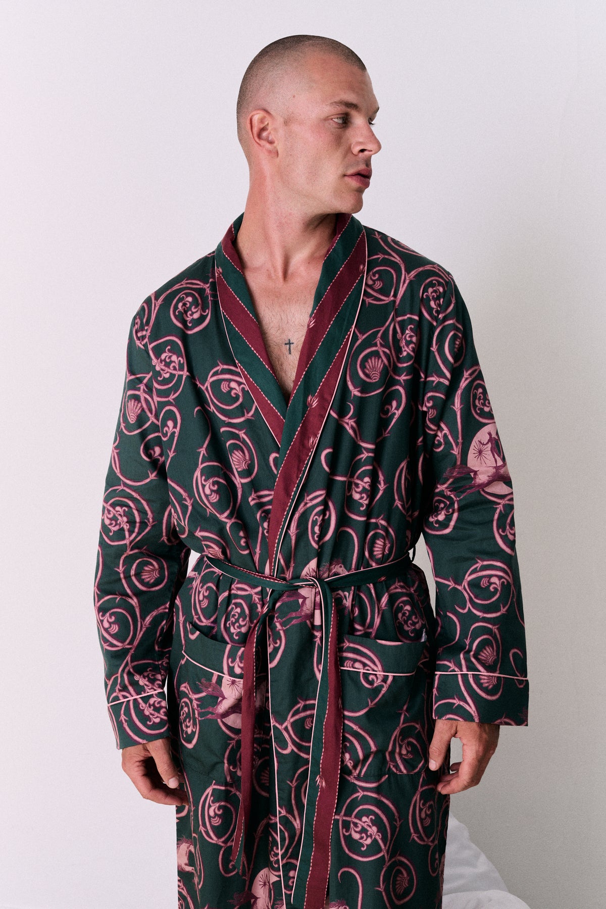 Satin Robe Tales Green/Pink/Red