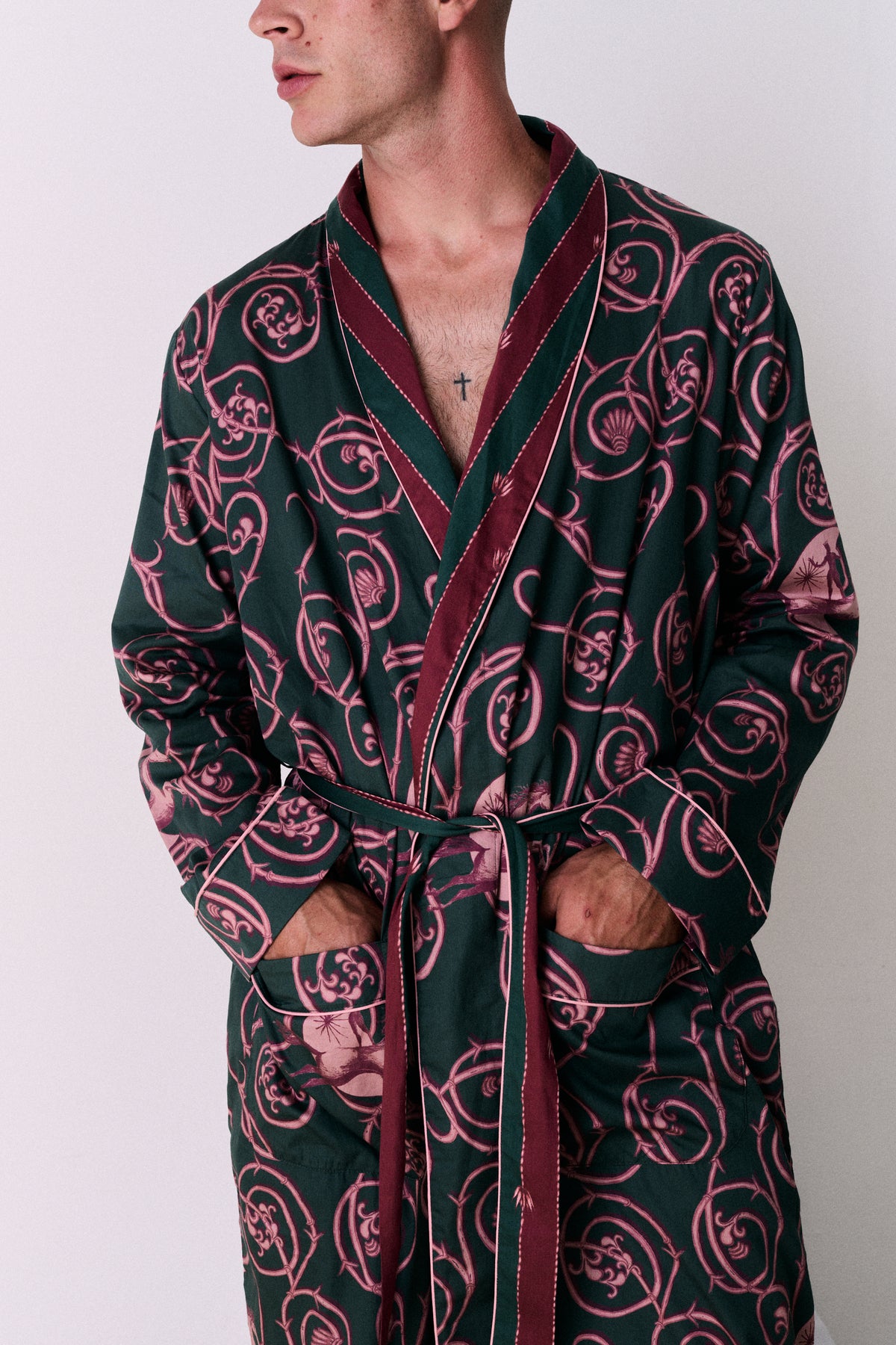 Satin Robe Tales Green/Pink/Red
