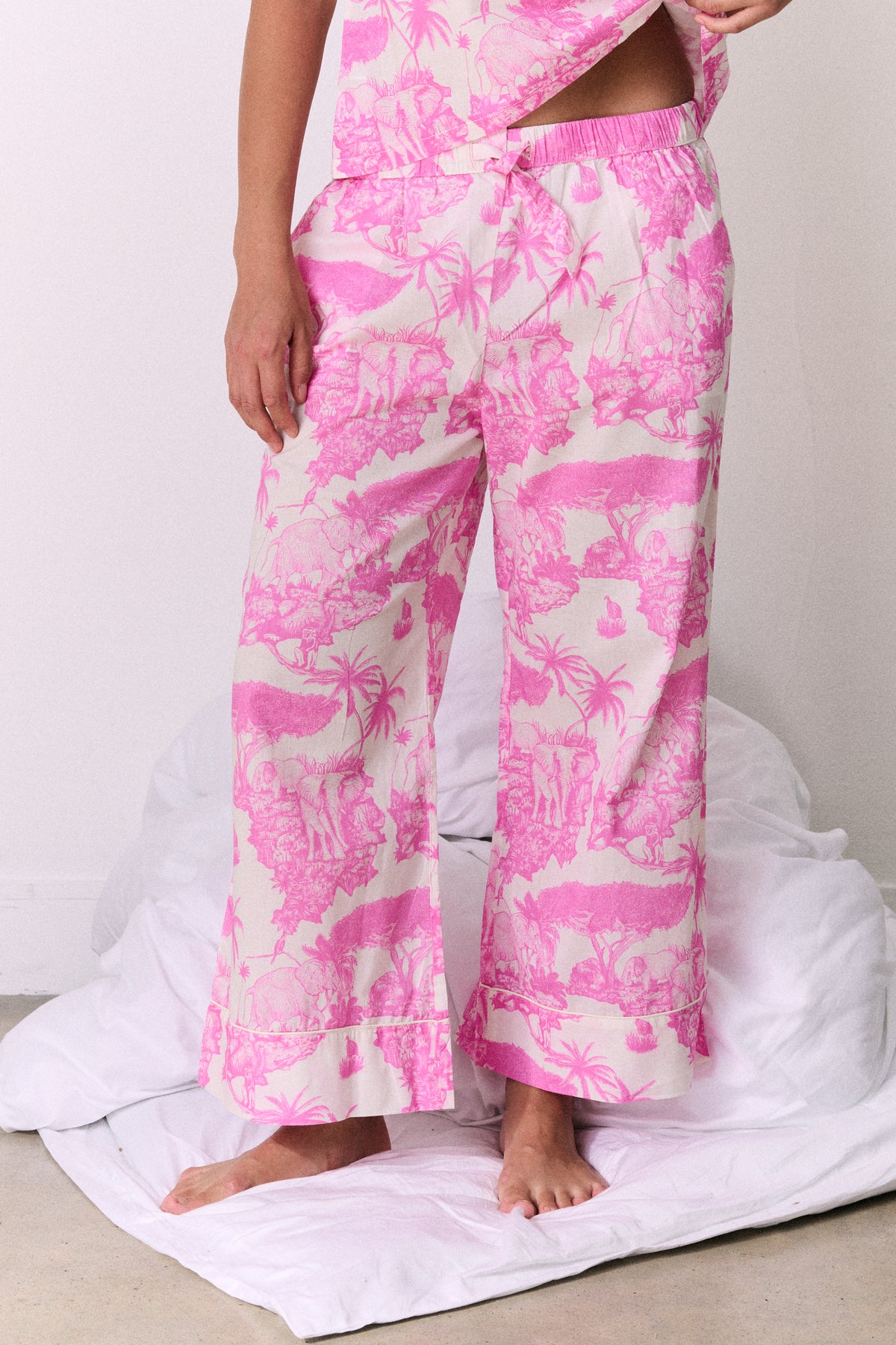 Cami Top and Wide Leg Trouser Set Loxodonta Print Pink