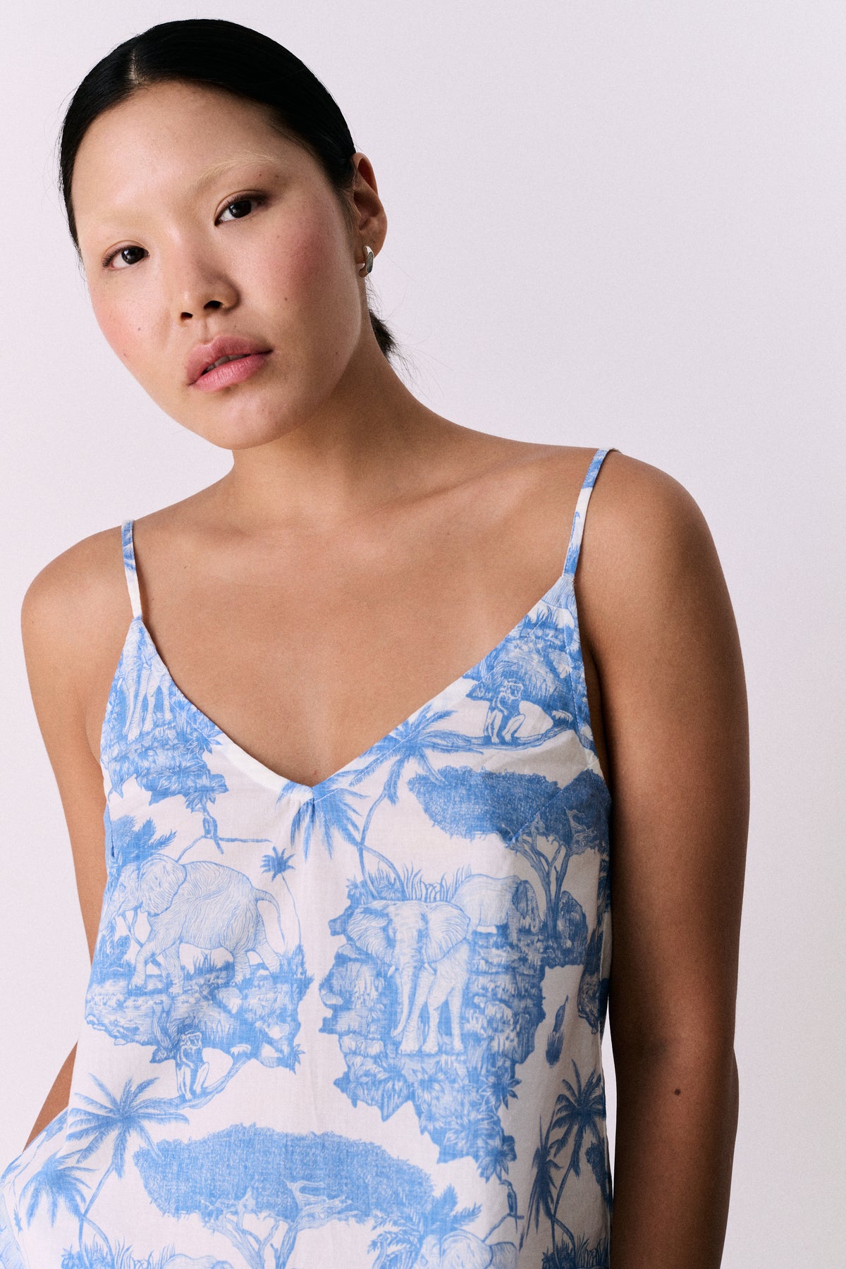 Cami Top and Wide Leg Trouser Set Loxodonta Print Blue