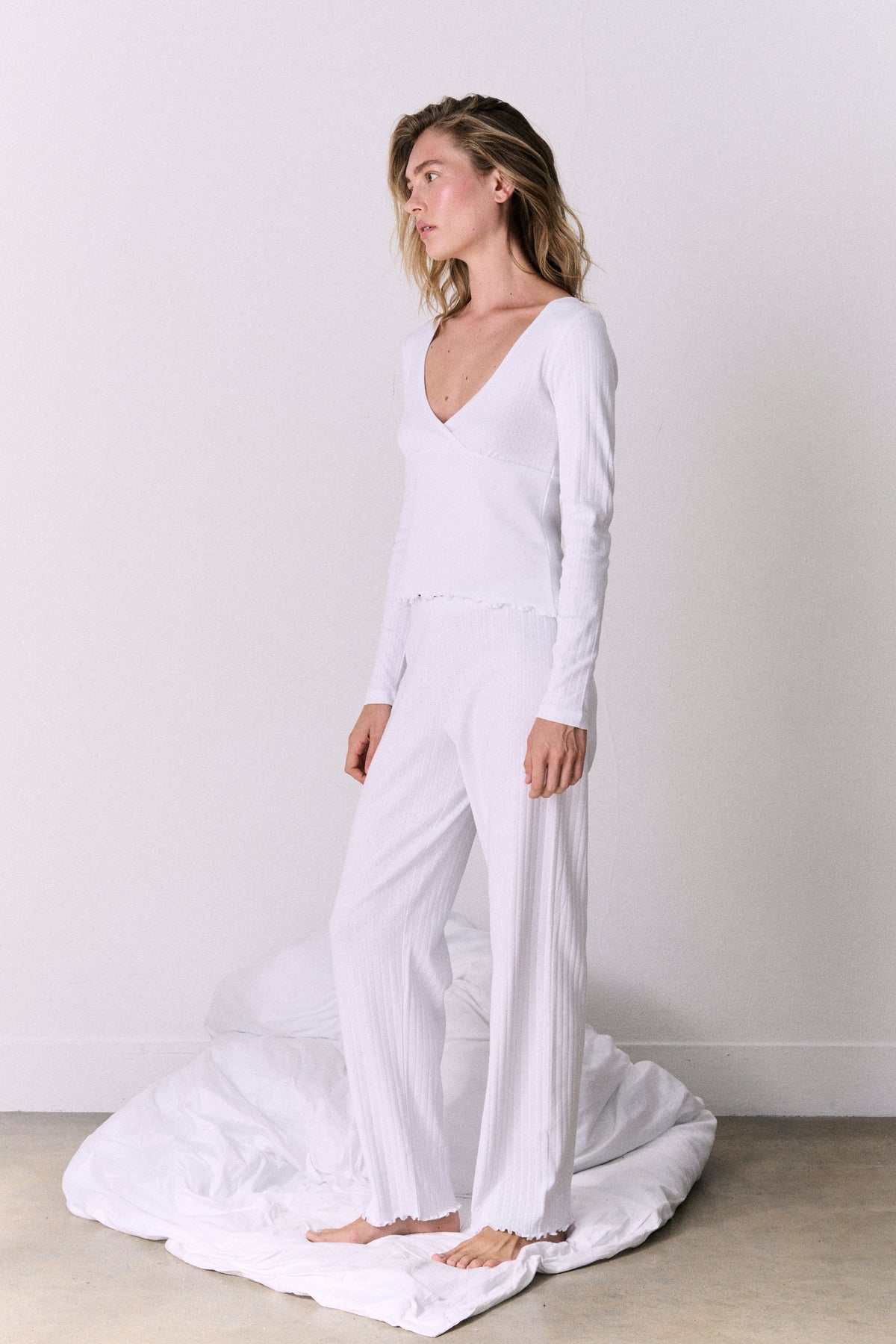 Pointelle Lounge Trousers White