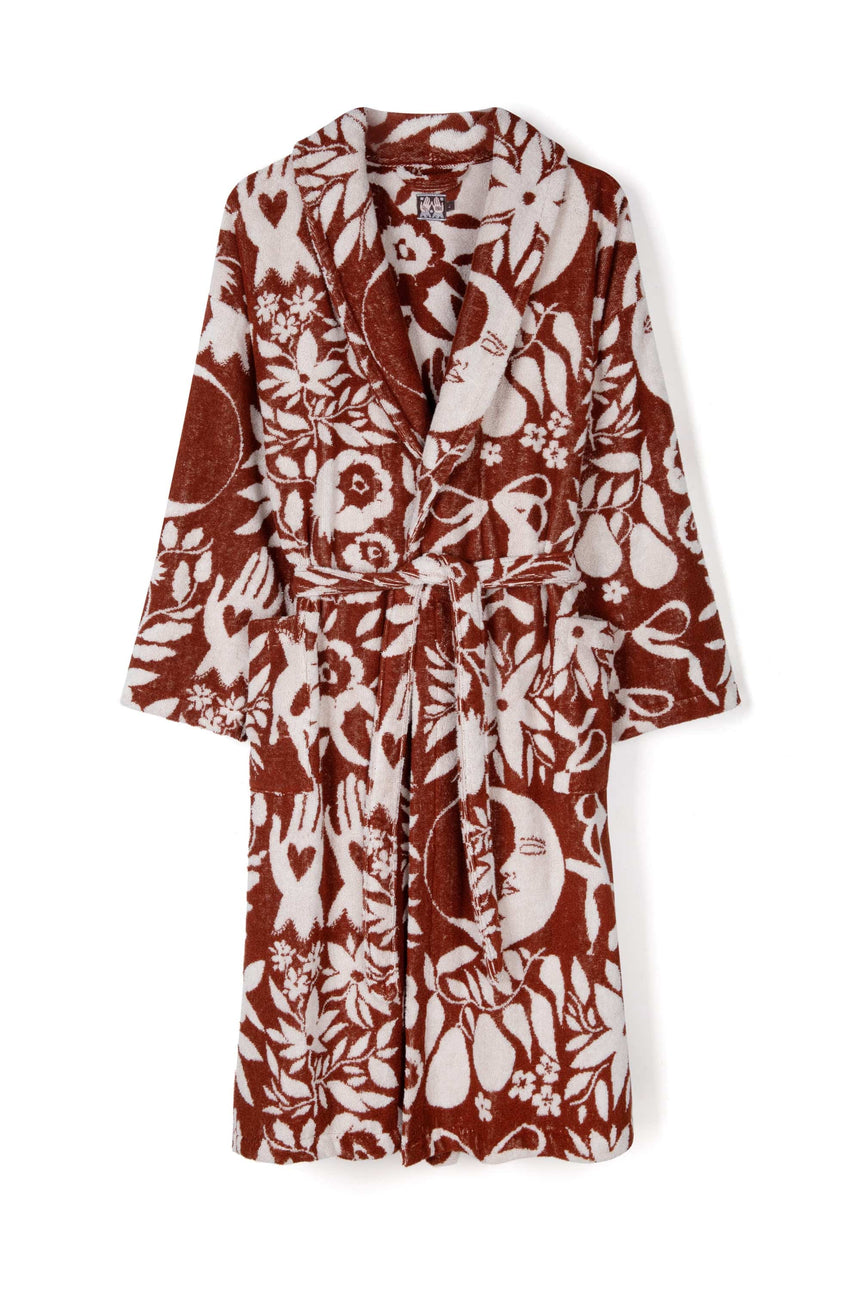 Unisex Towel Robe Idle Hands Mocha/Cream