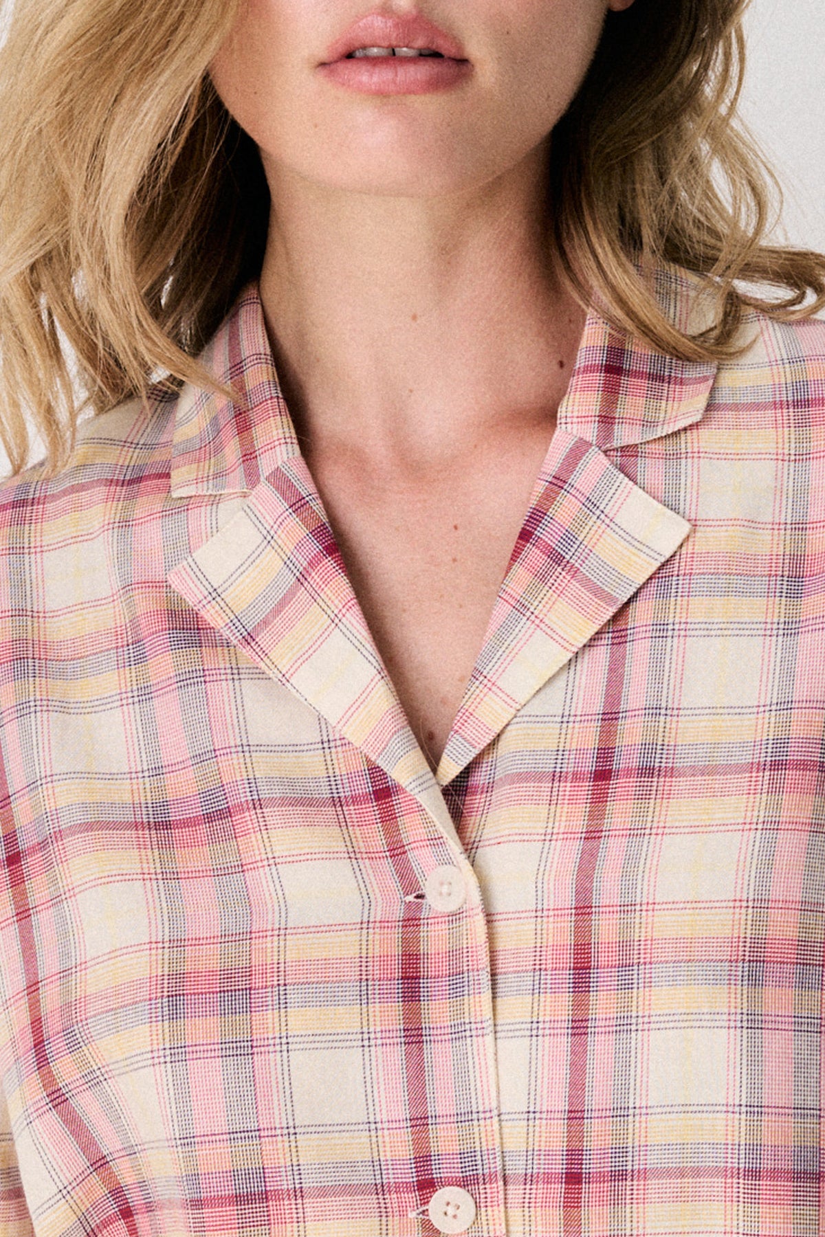 402 Long Set Woven Check Cream/Multi