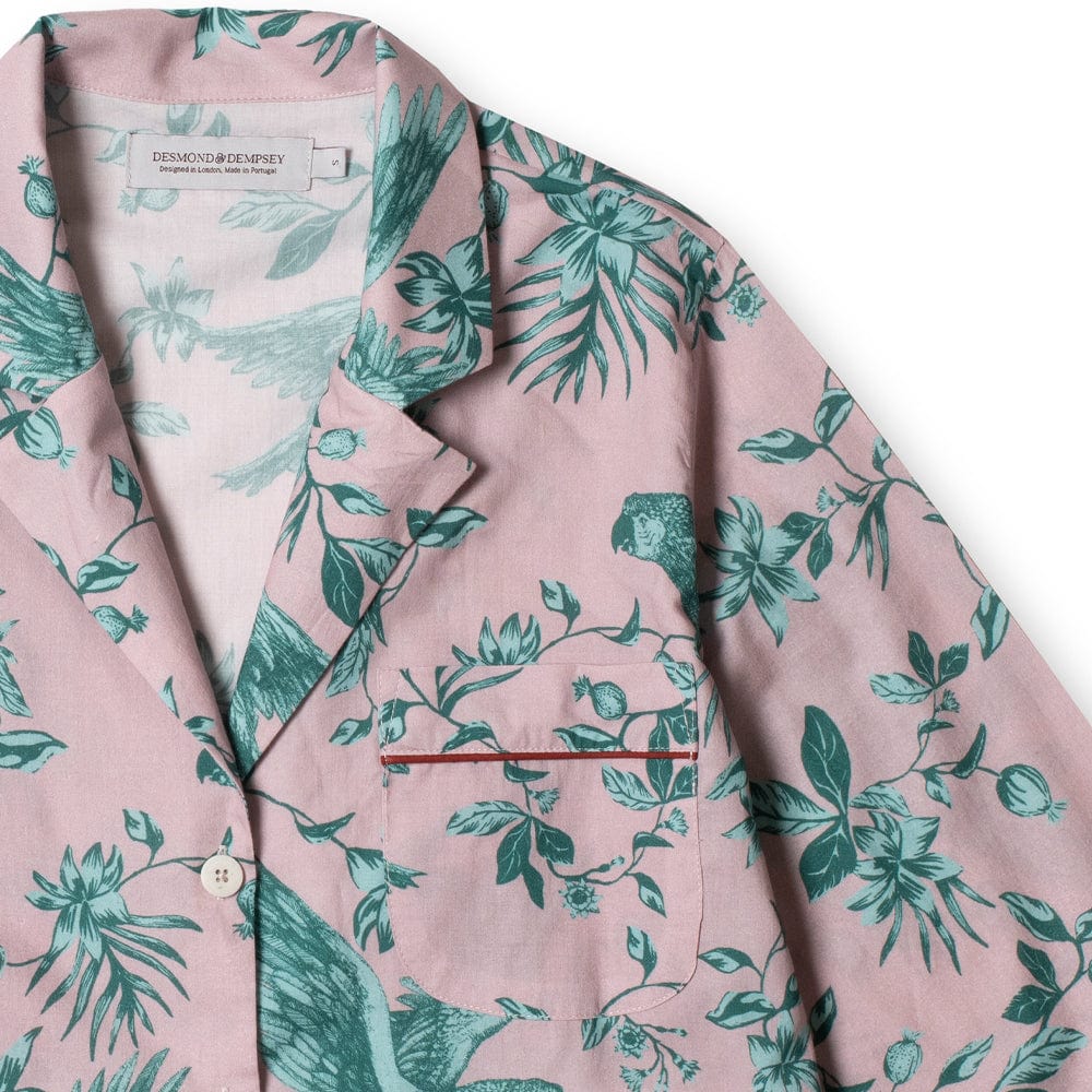 Boxy Shirt and Wide Leg Trouser Set The Bromley Parrot Print Pink/Blue