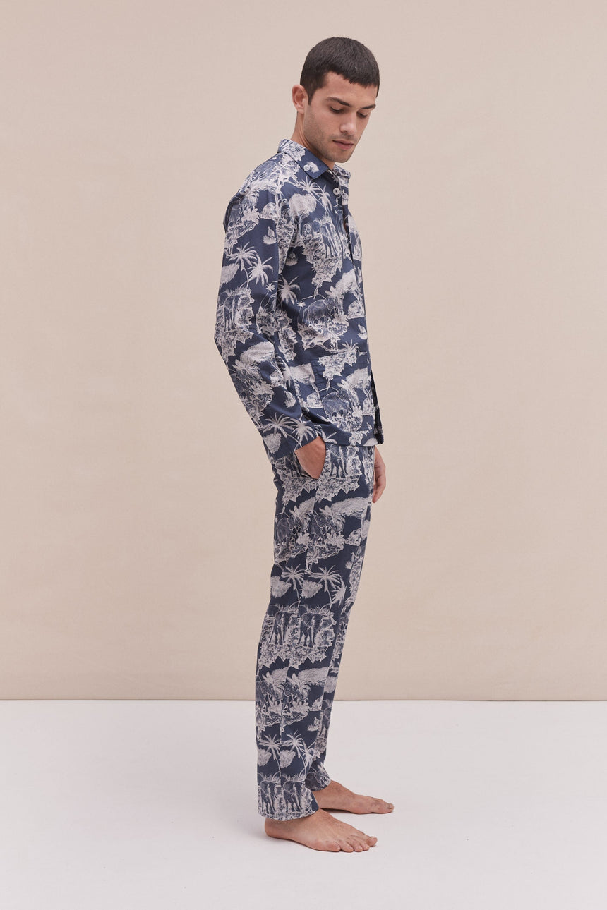 Men’s Pocket Pyjama Set Loxodonta Print Navy