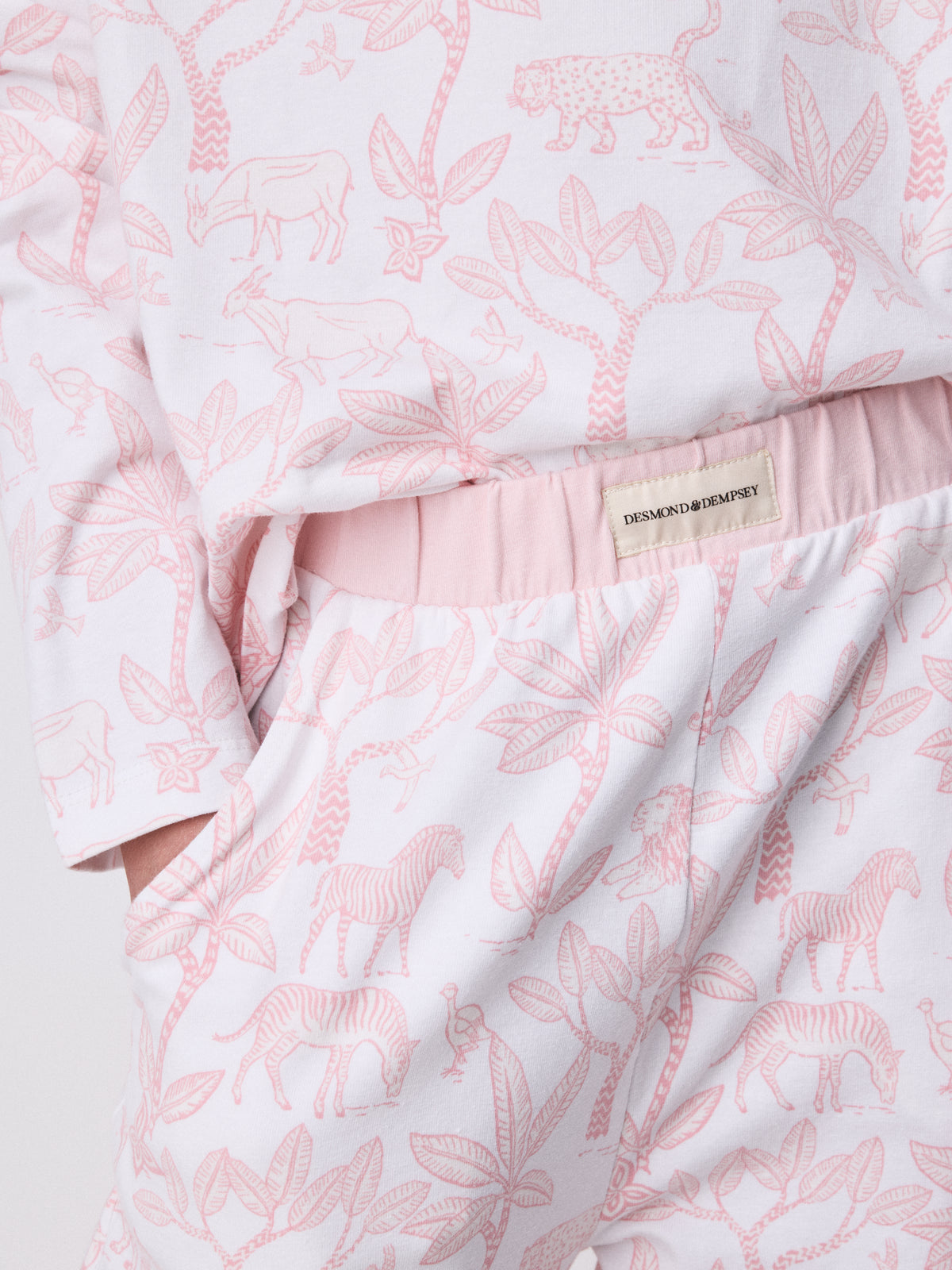 Long Sleeve Pyjamas Set in Chango & Safari Prints Pink/White