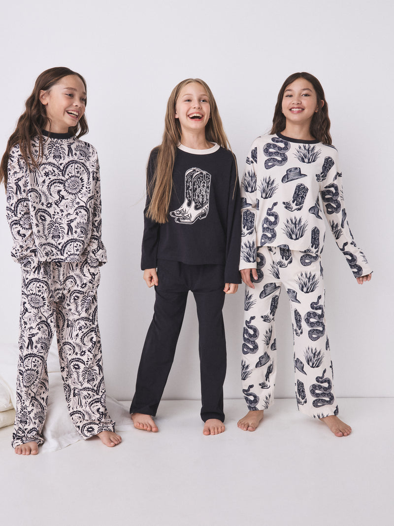 Long Sleeve Pyjamas Set in Zocolo & Wild Icons Prints