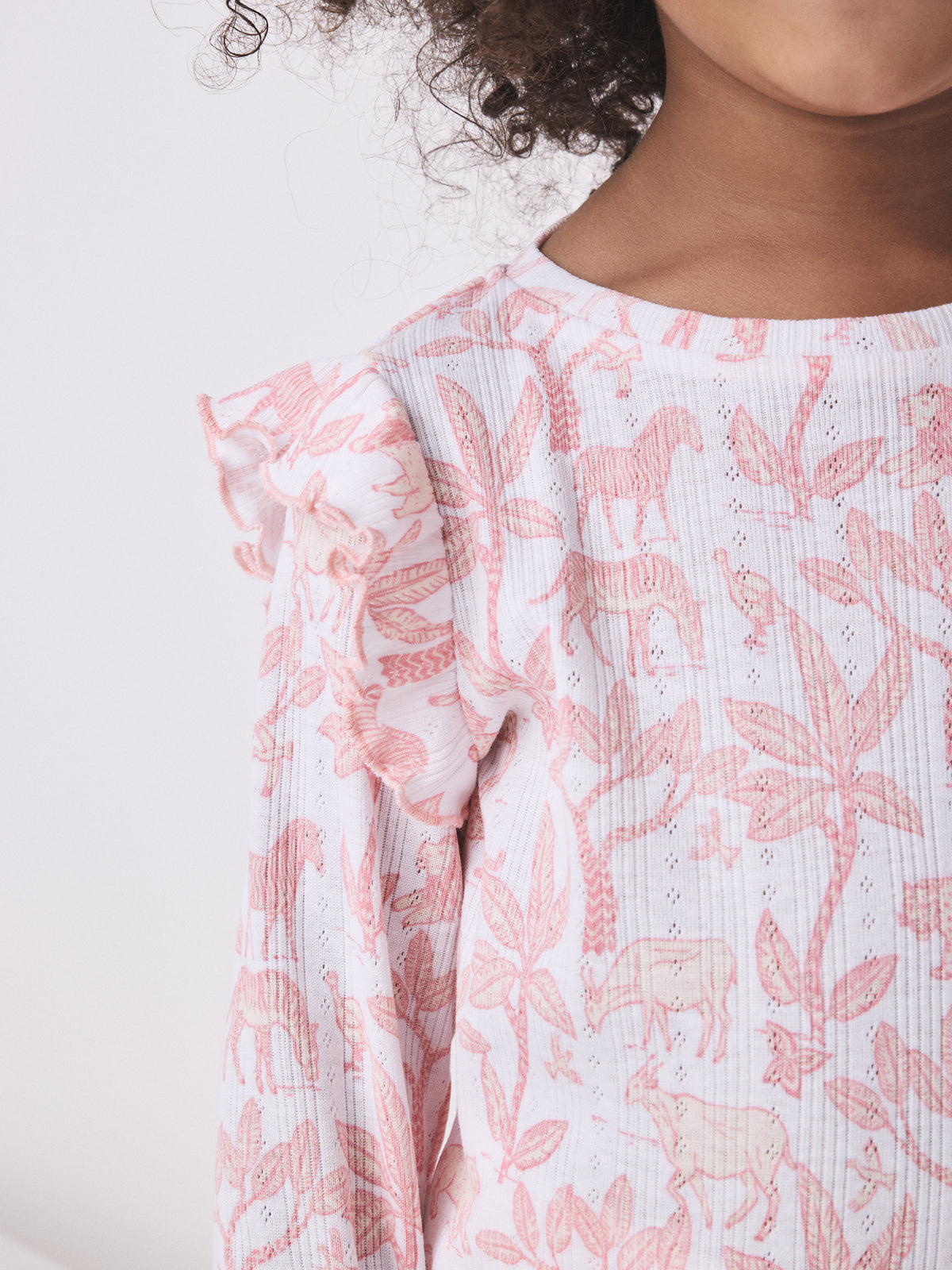 Long Sleeve Pyjamas Set in Chango & Safari Prints Pink/White