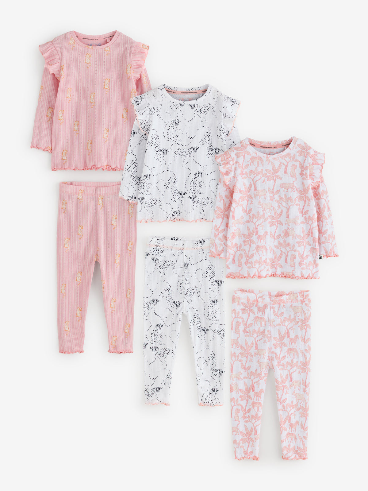 Long Sleeve Pyjamas Set in Chango & Safari Prints Pink/White
