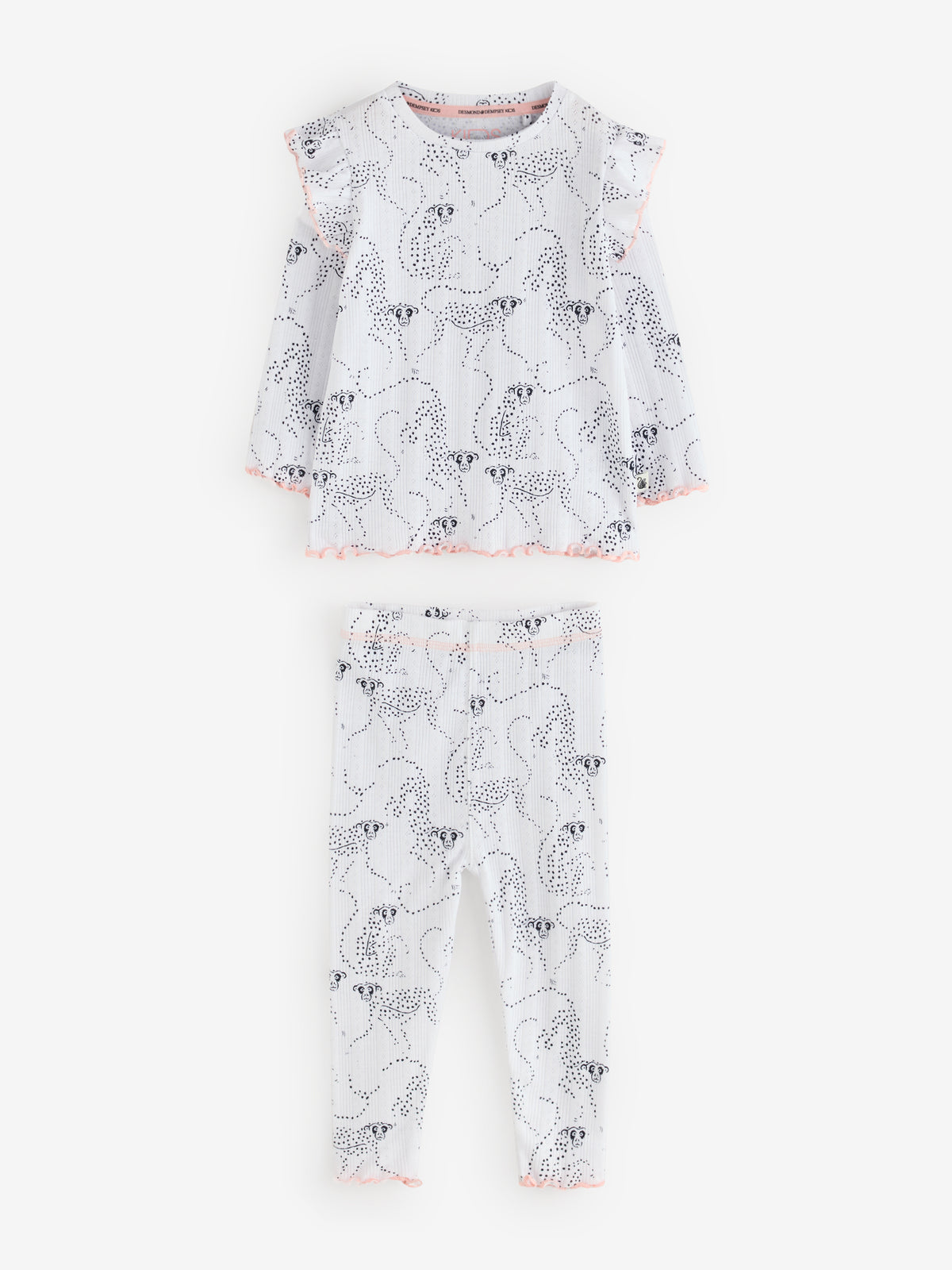 Long Sleeve Pyjamas Set in Chango & Safari Prints Pink/White