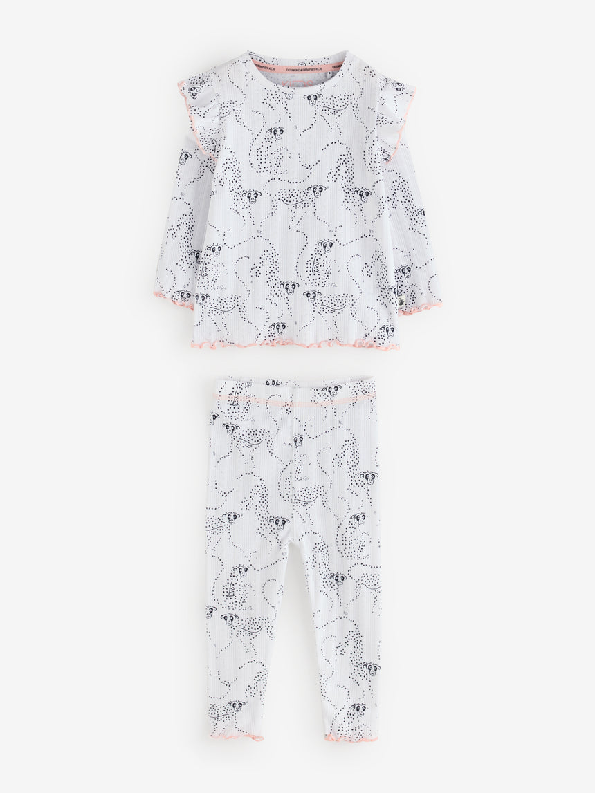 Long Sleeve Pyjamas Set in Chango &amp; Safari Prints Pink/White