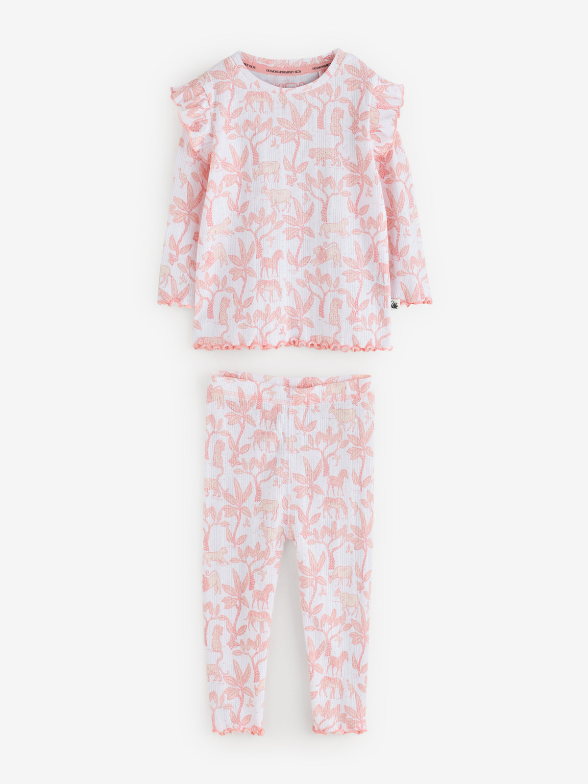 Long Sleeve Pyjamas Set in Chango & Safari Prints Pink/White