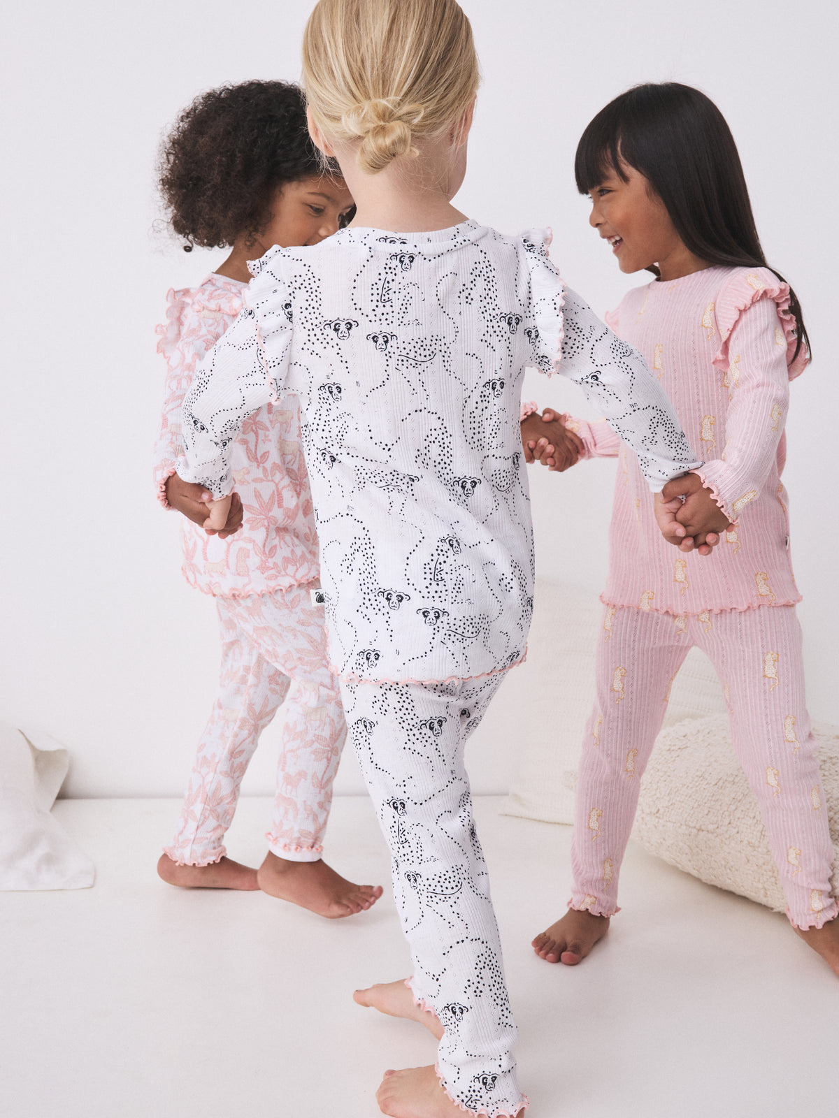 Long Sleeve Pyjamas Set in Chango & Safari Prints Pink/White