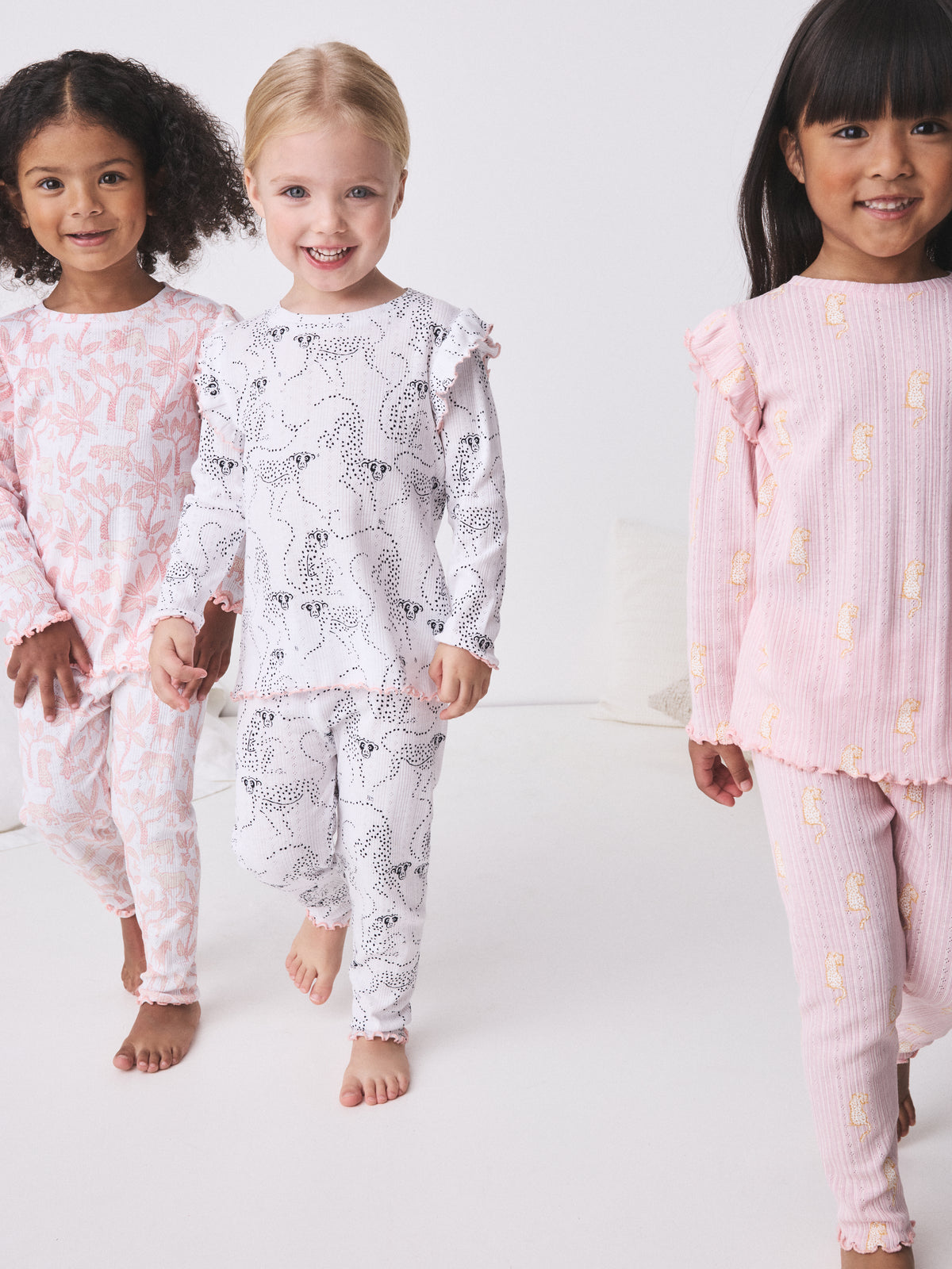 Long Sleeve Pyjamas Set in Chango & Safari Prints Pink/White