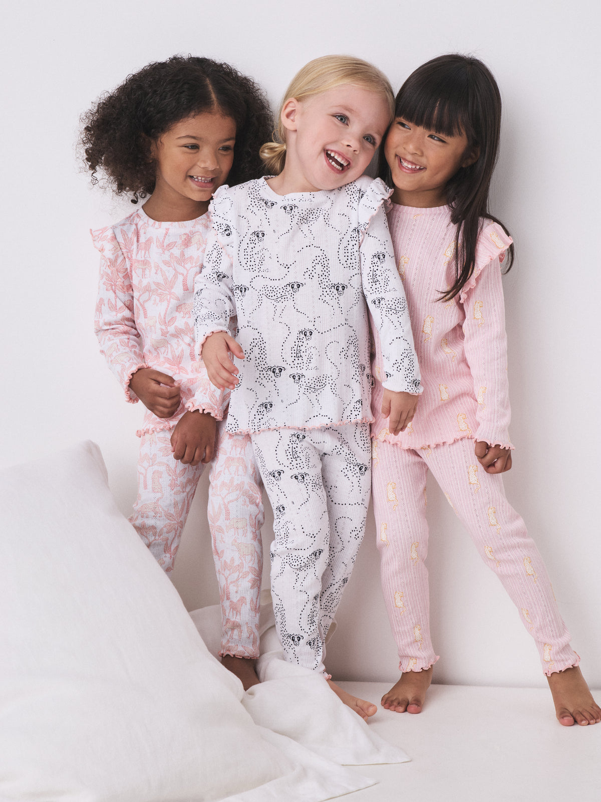 Long Sleeve Pyjamas Set in Chango & Safari Prints Pink/White