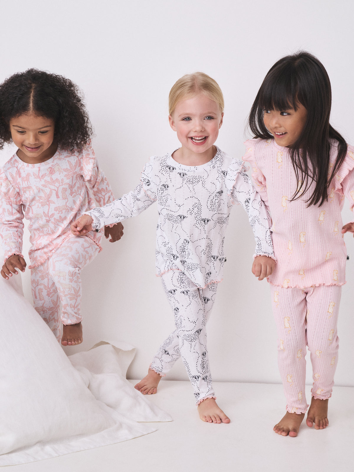 Long Sleeve Pyjamas Set in Chango & Safari Prints Pink/White