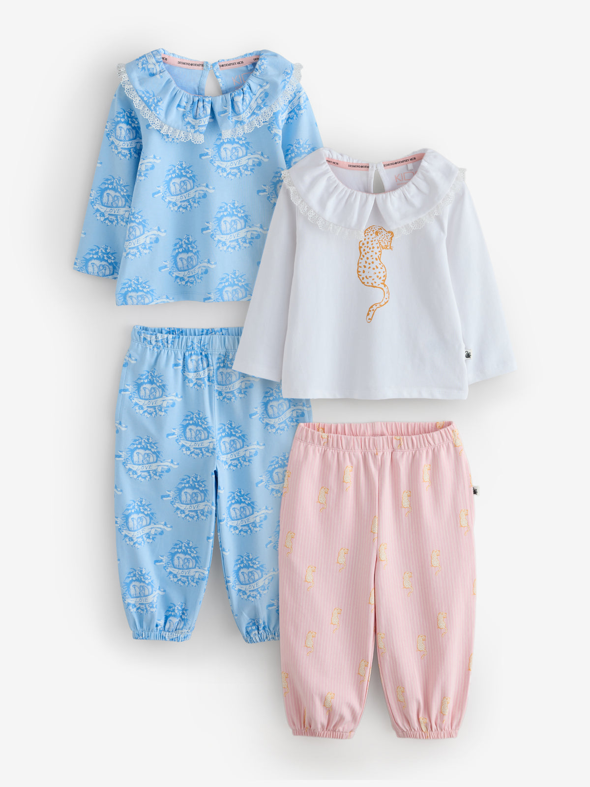 Collared Long Sleeve Pyjama Set in Safari Stripe & Eros Prints