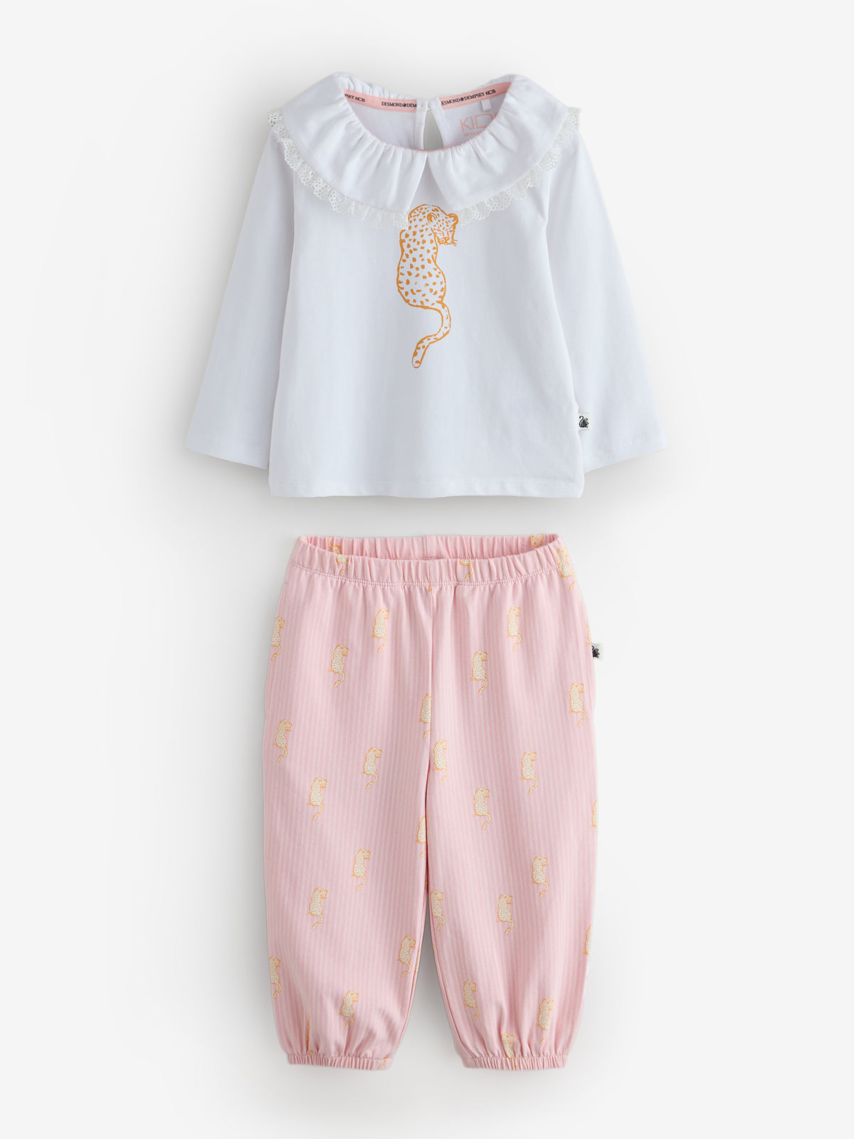 Collared Long Sleeve Pyjama Set in Safari Stripe & Eros Prints