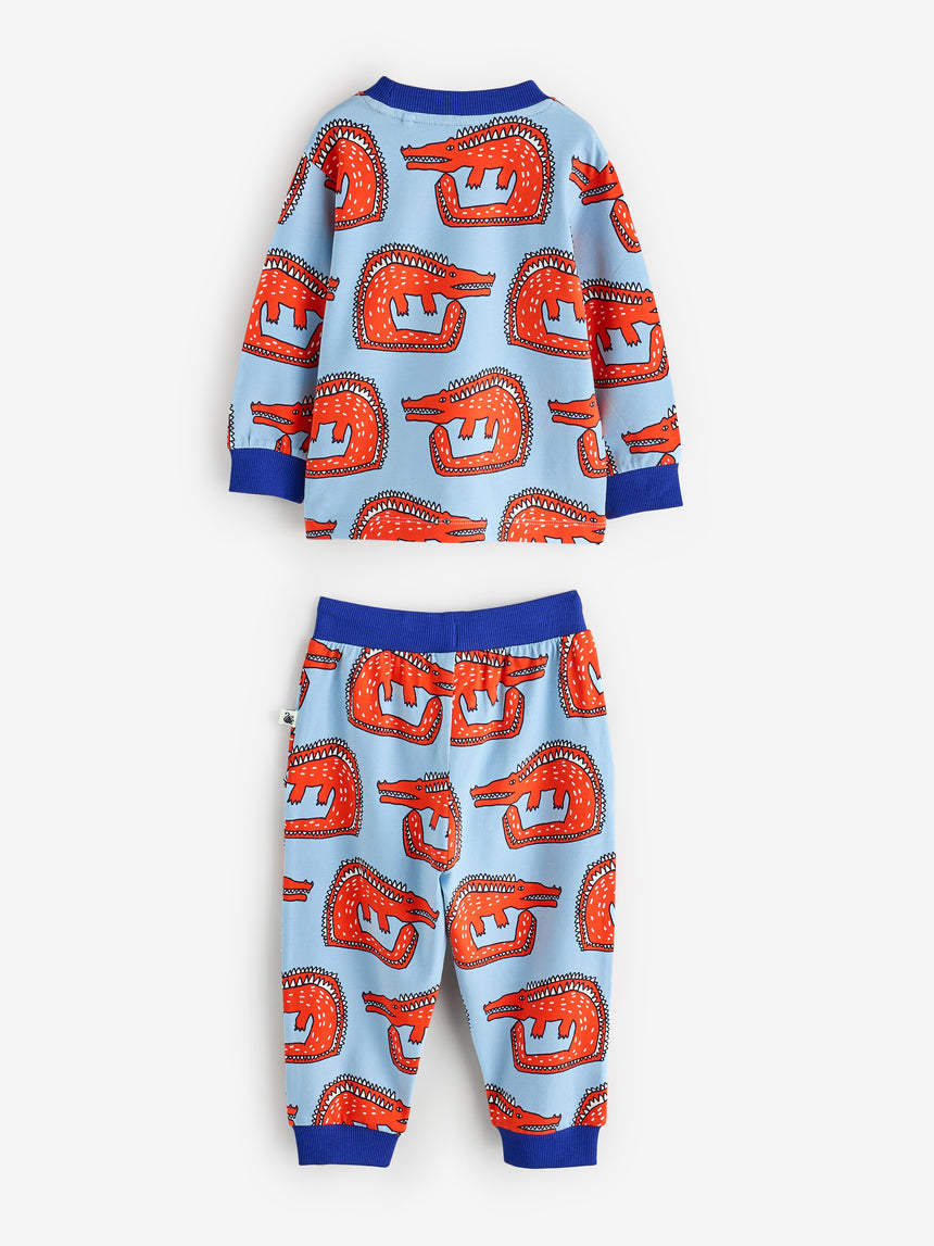 Long Sleeve Pyjamas Set in Snippy the Croc Print Blue