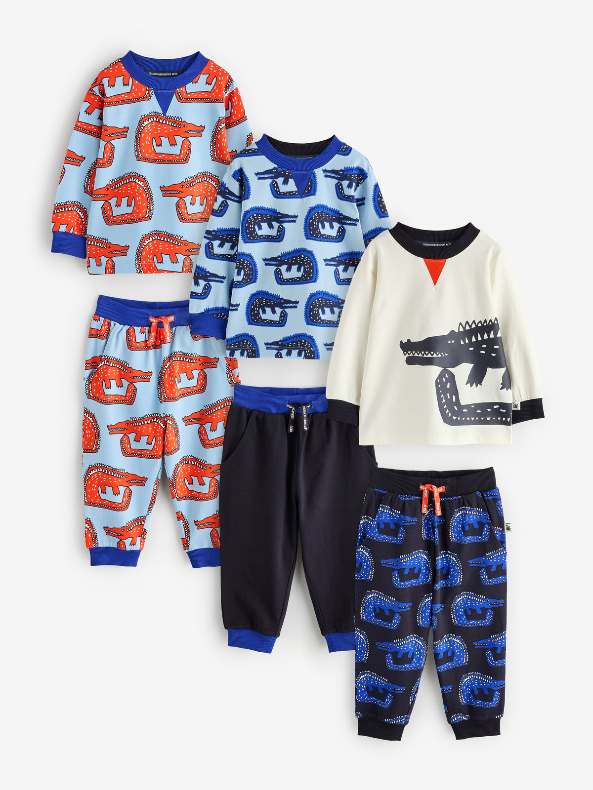 Long Sleeve Pyjamas Set in Snippy the Croc Print Blue