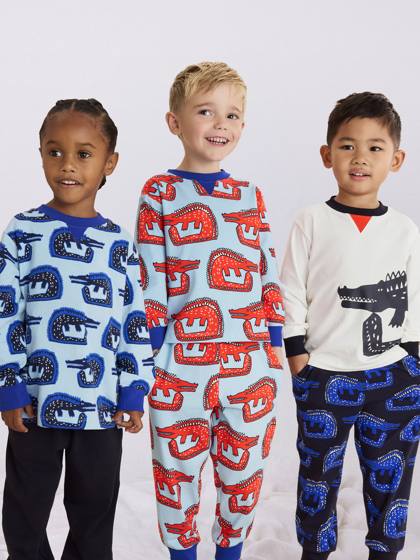 Long Sleeve Pyjamas Set in Snippy the Croc Print Blue
